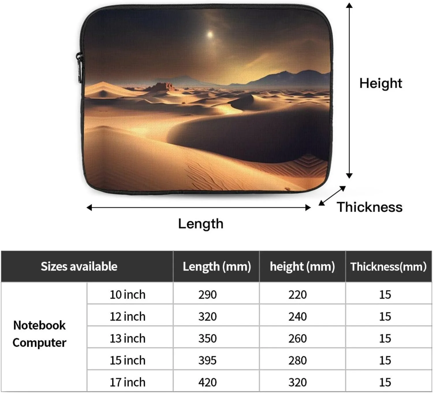 Sahara Desert Picture Laptop Case - Shockproof Portable Laptop Sleeve Bag for Men and Women Business Travel, School, and Office Daily Use