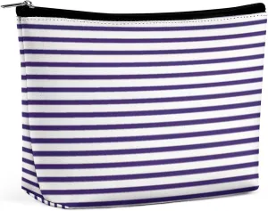 Sailor Stripes Navy Blue and White Cosmetic Bag, Travel Portable Makeup Bag for Purse Pouch Beauty Zipper Organizer Toiletry Bag for Women