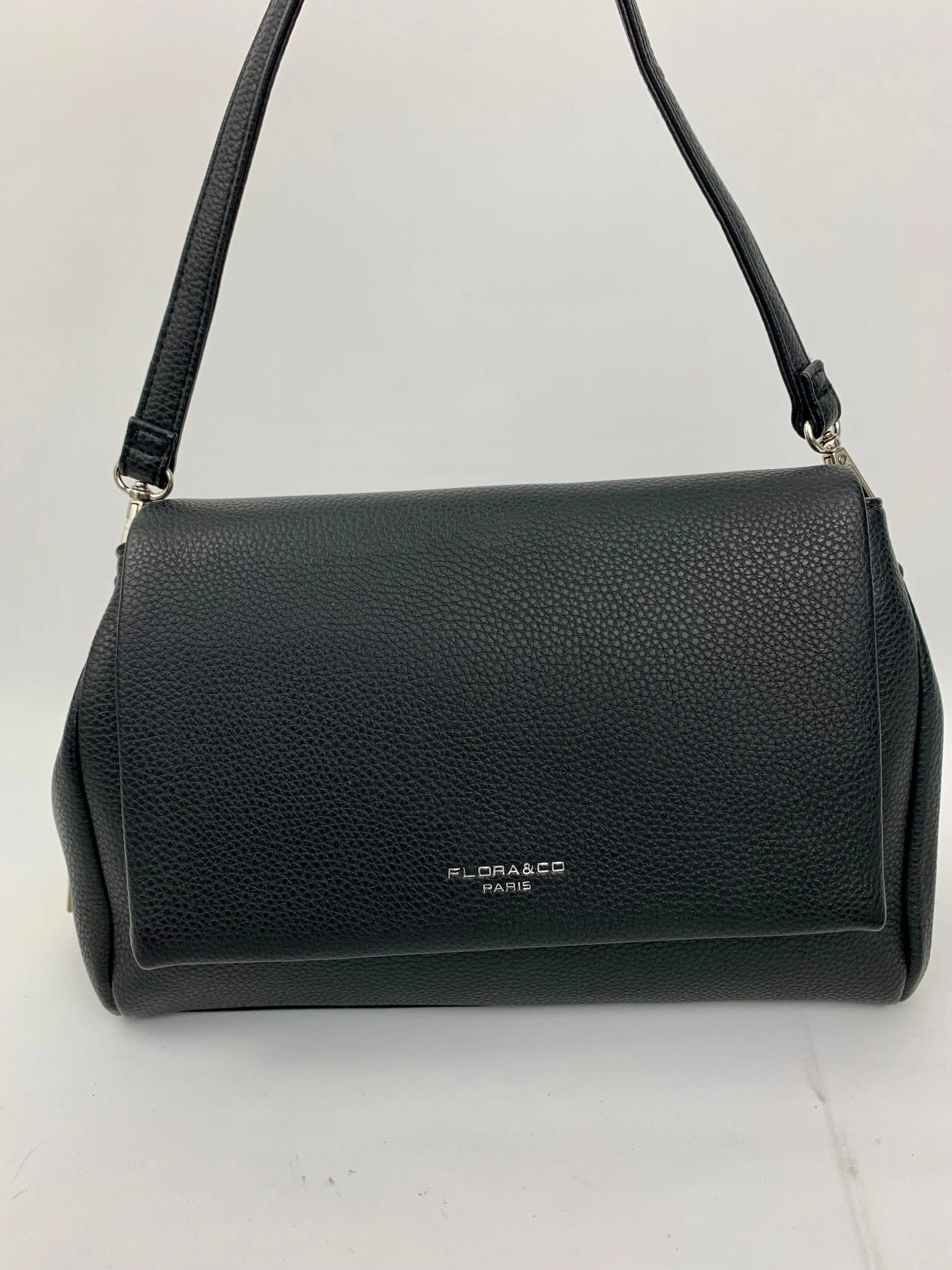 SAN REMO BLACK - triple compartment faux leather crossbody/ shoulder handbag