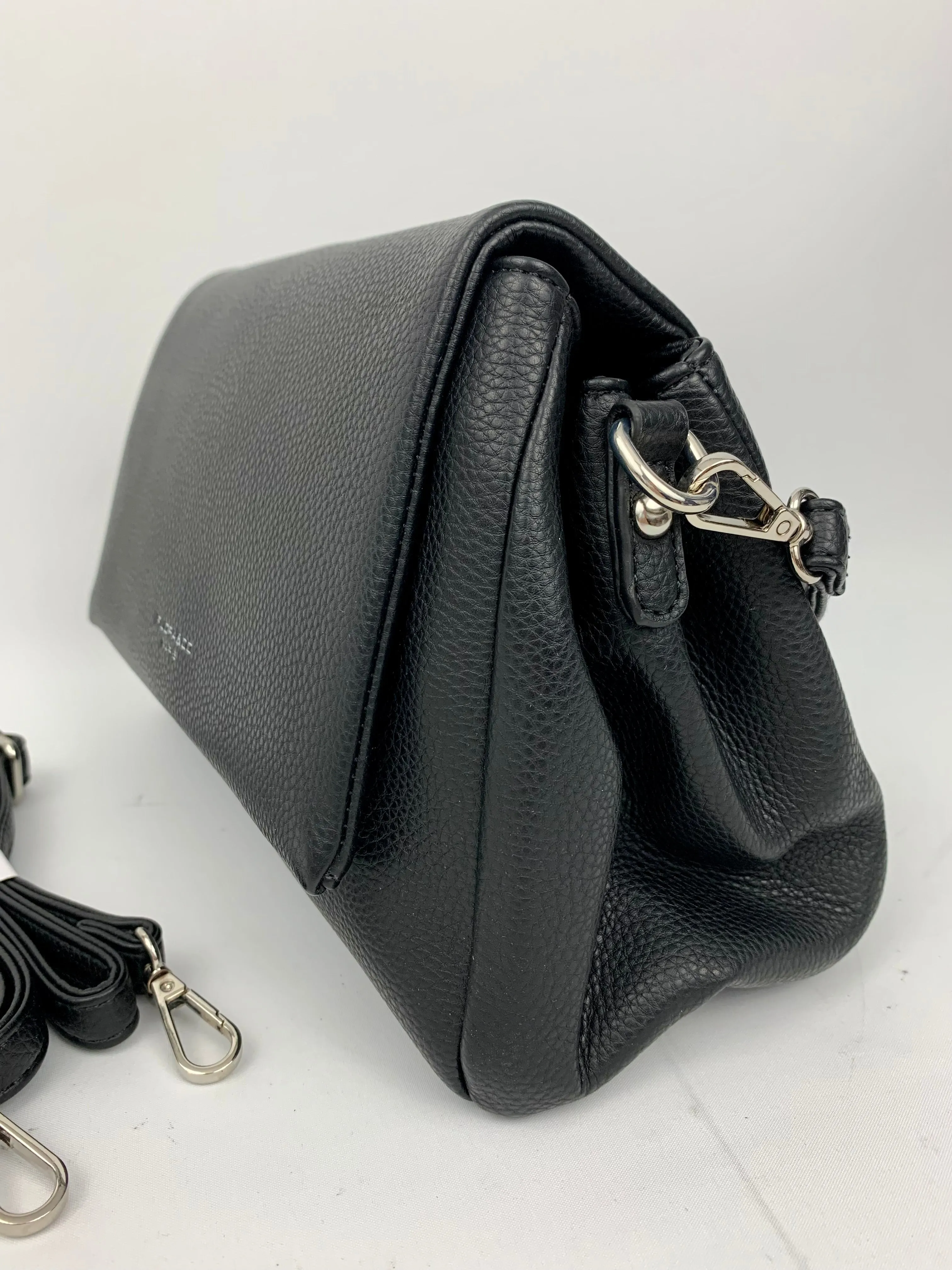 SAN REMO BLACK - triple compartment faux leather crossbody/ shoulder handbag
