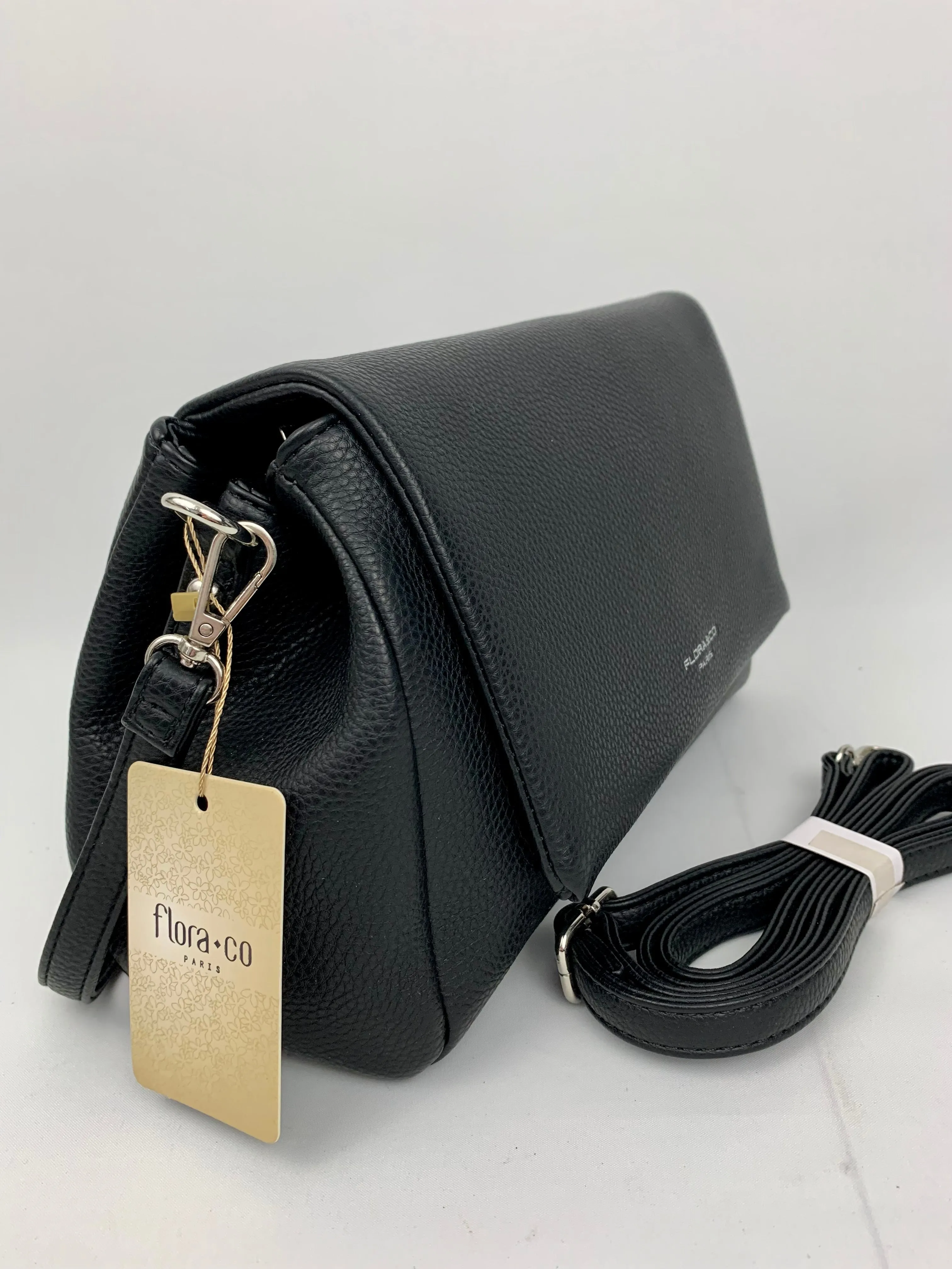 SAN REMO BLACK - triple compartment faux leather crossbody/ shoulder handbag