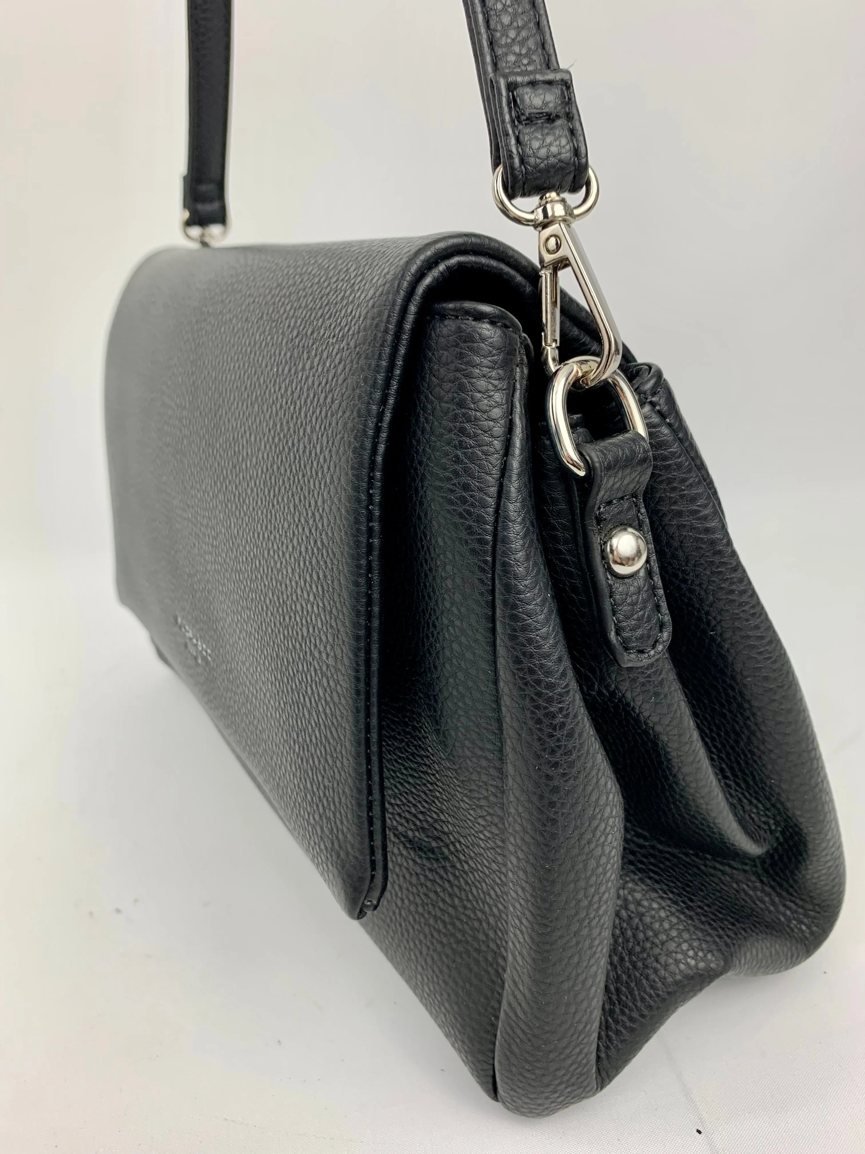 SAN REMO BLACK - triple compartment faux leather crossbody/ shoulder handbag