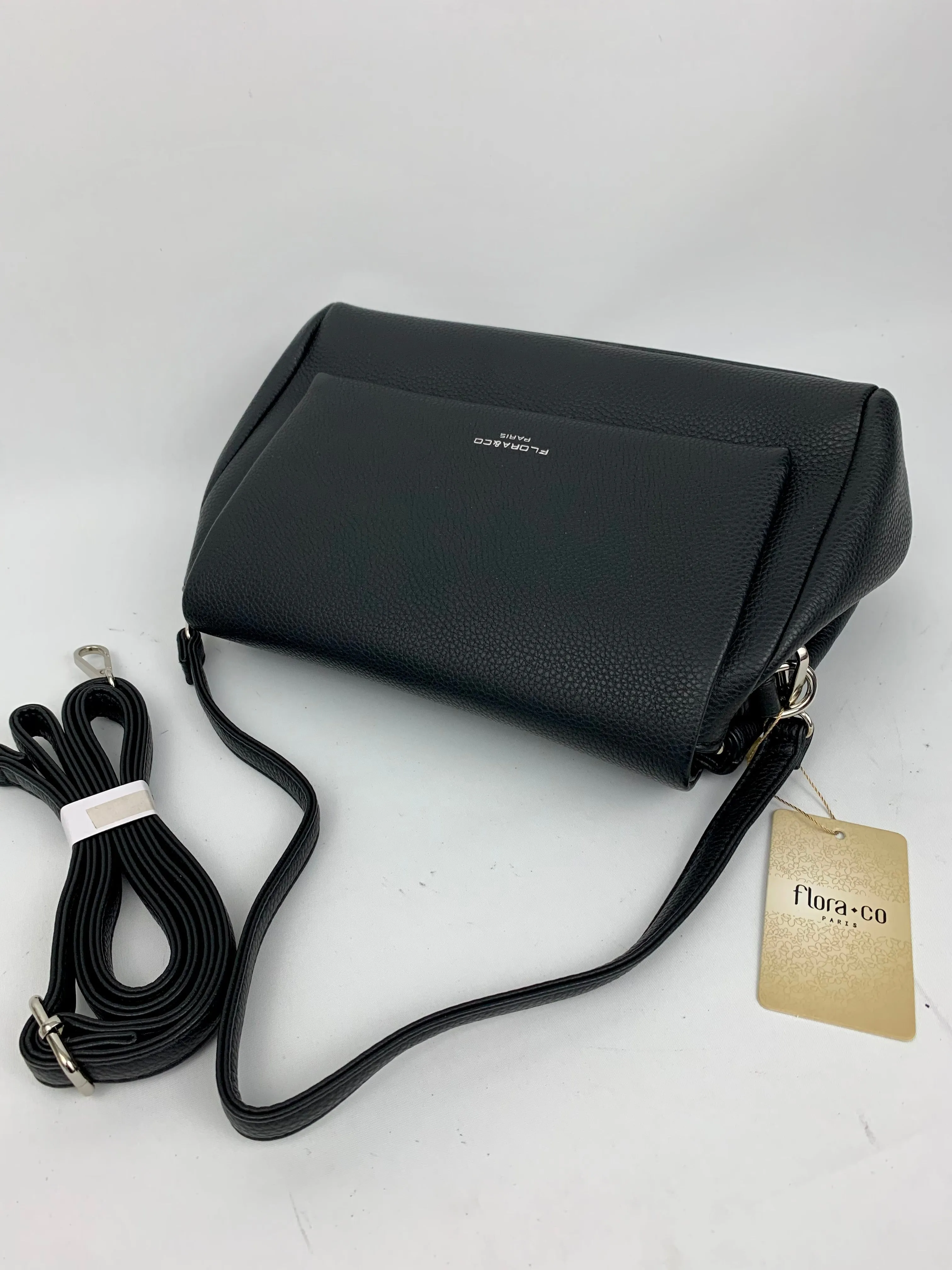 SAN REMO BLACK - triple compartment faux leather crossbody/ shoulder handbag