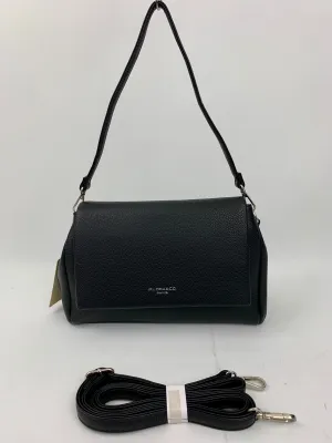 SAN REMO BLACK - triple compartment faux leather crossbody/ shoulder handbag