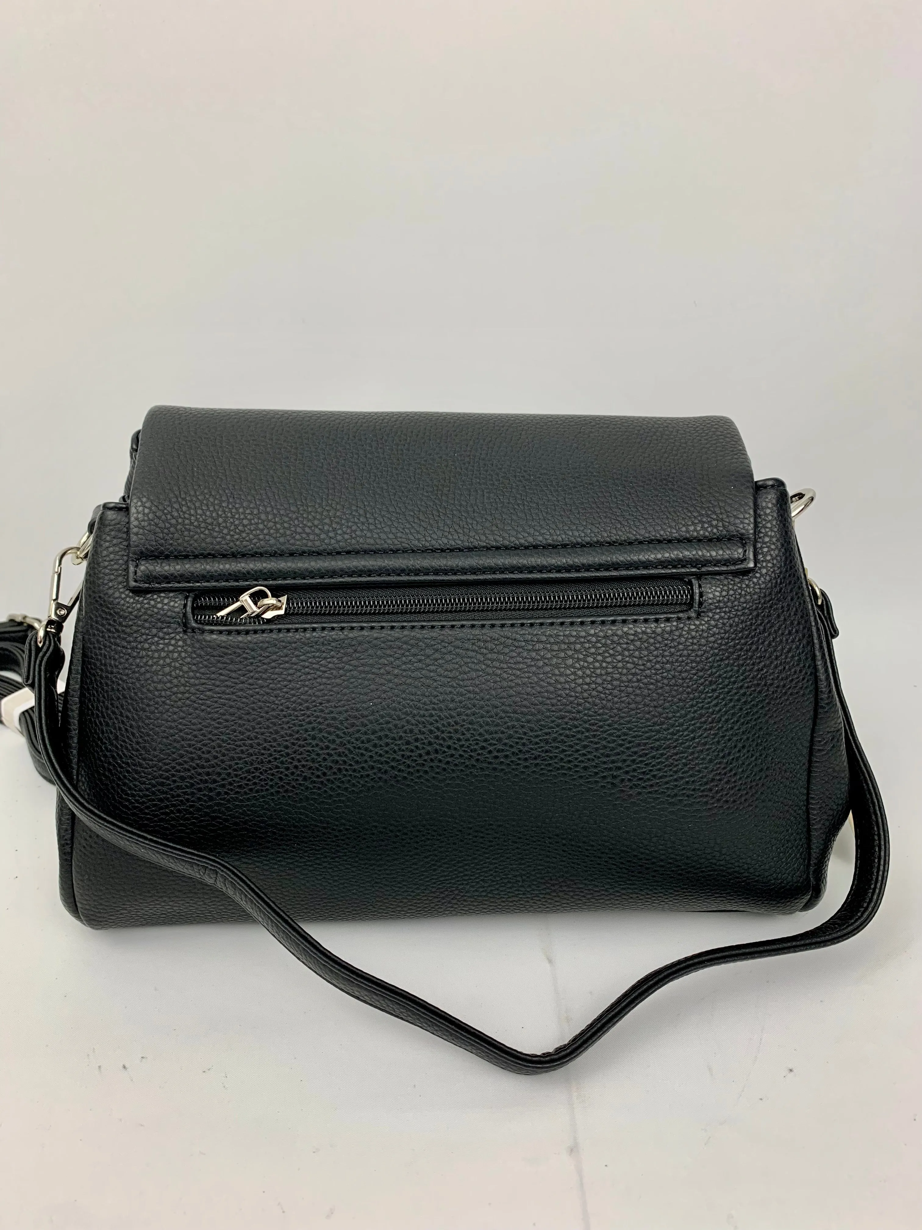 SAN REMO BLACK - triple compartment faux leather crossbody/ shoulder handbag