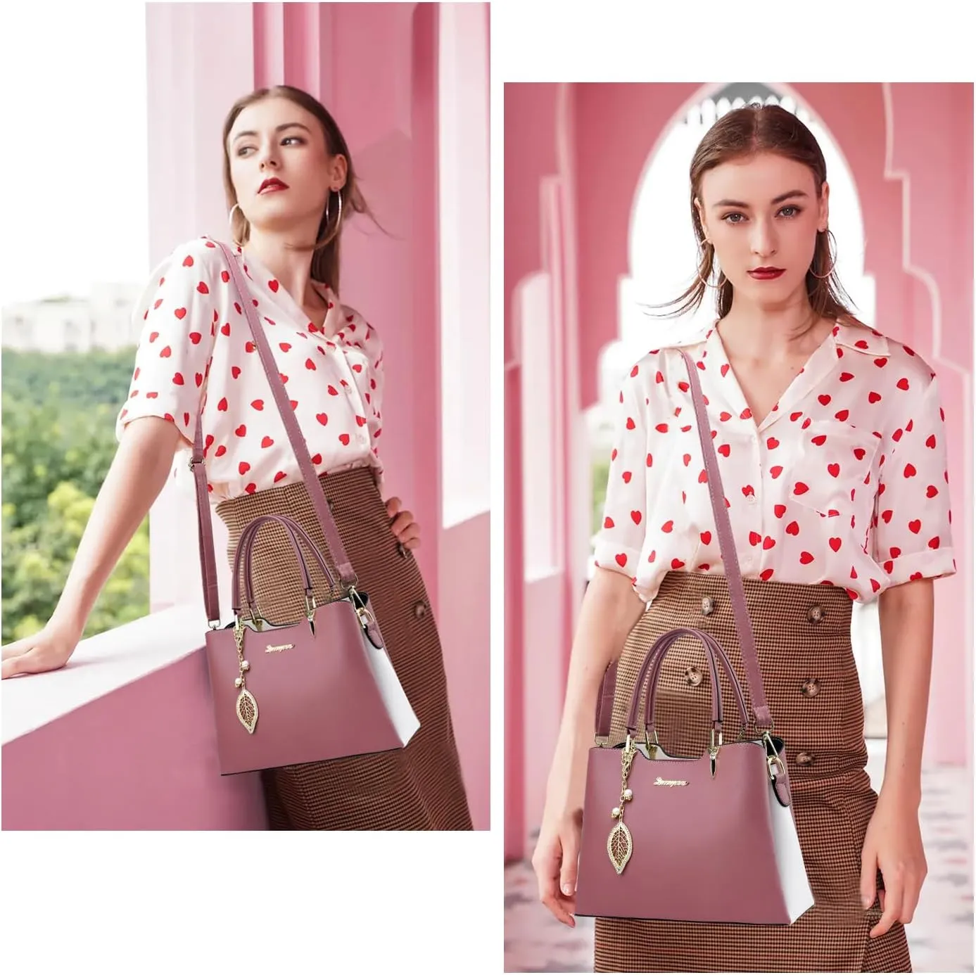Satchel Purses and Handbags for Women PU Leather Tote Top Handle Shoulder Bags Ladies Crossbody Bags