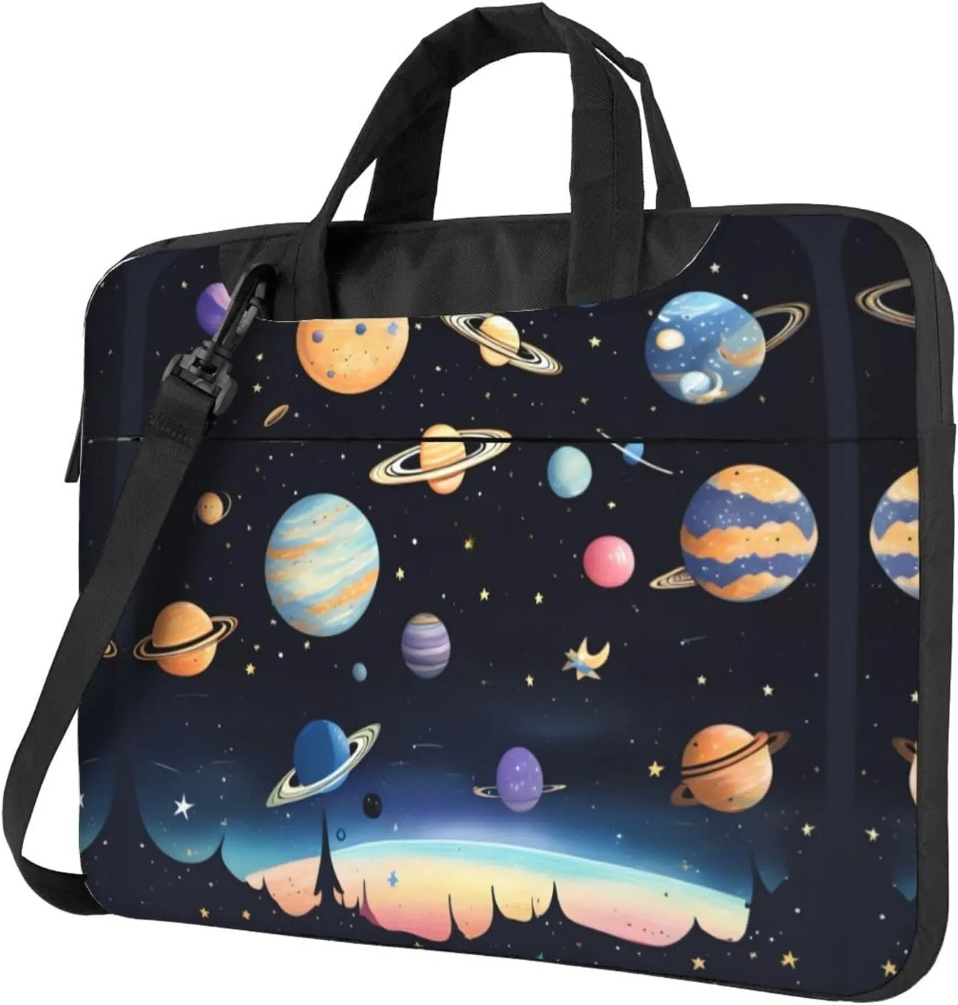 Saturn Jupiter Earth Prints Laptop Bag - with Soft Interior, Multiple Pockets - Ideal for Men, Travel and Business