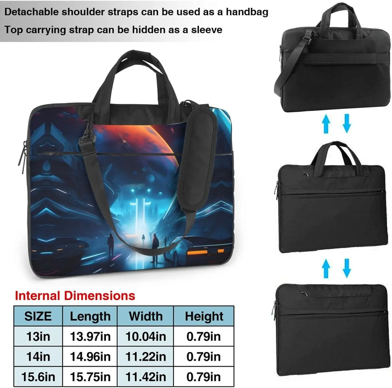 Science Fiction Future Prints Laptop Bag - with Soft Interior, Multiple Pockets - Ideal for Men, Travel and Business