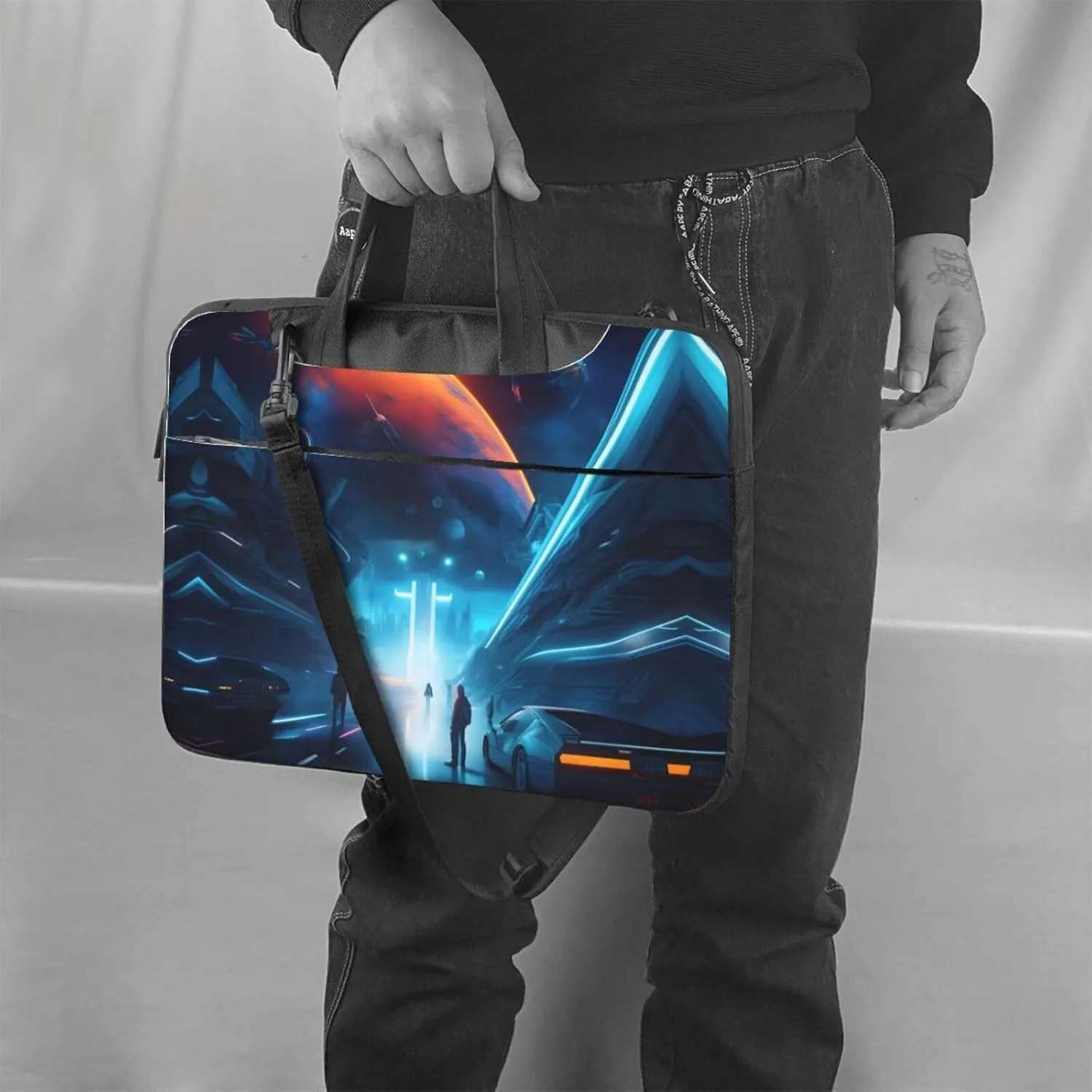 Science Fiction Future Prints Laptop Bag - with Soft Interior, Multiple Pockets - Ideal for Men, Travel and Business