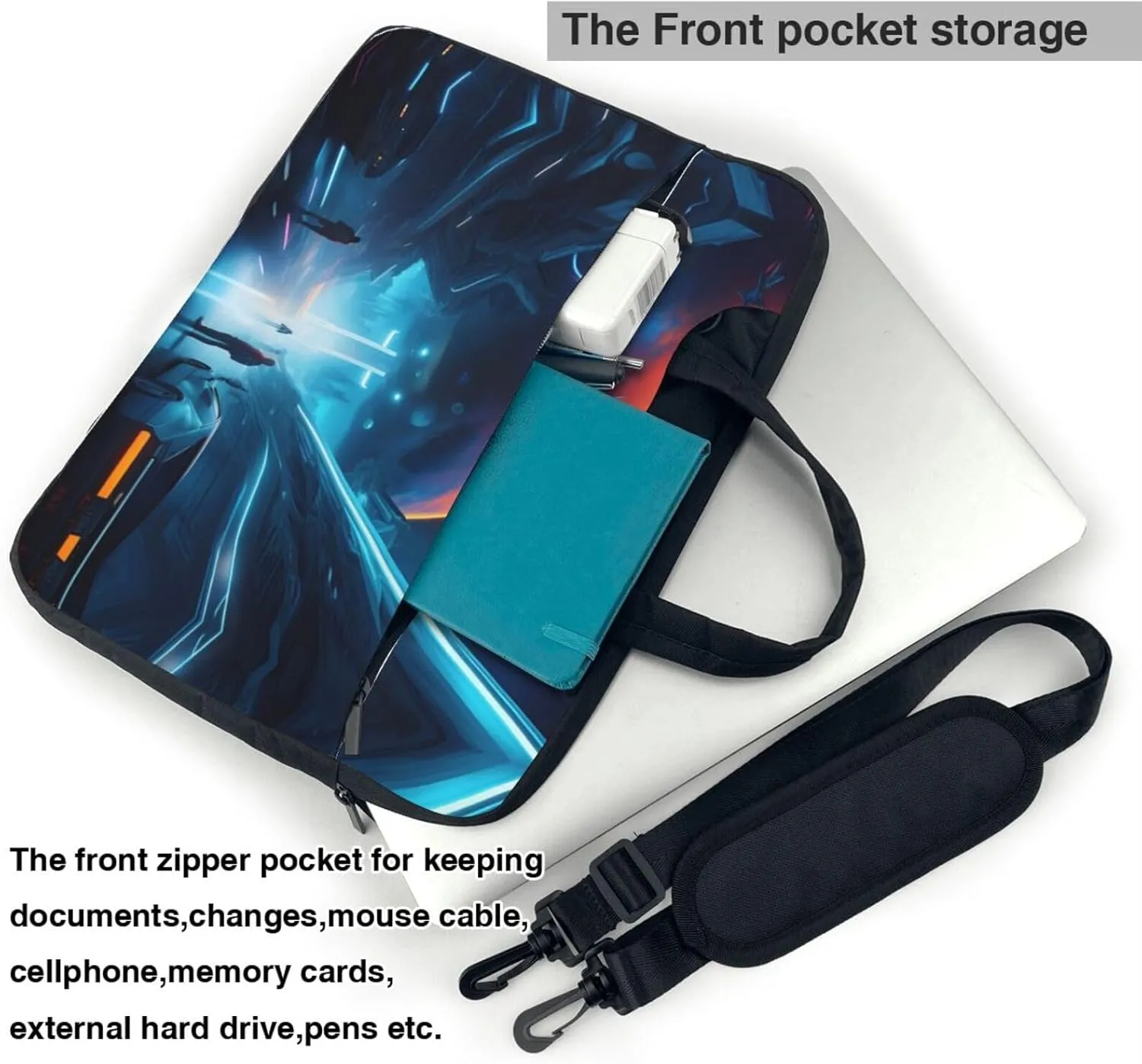 Science Fiction Future Prints Laptop Bag - with Soft Interior, Multiple Pockets - Ideal for Men, Travel and Business
