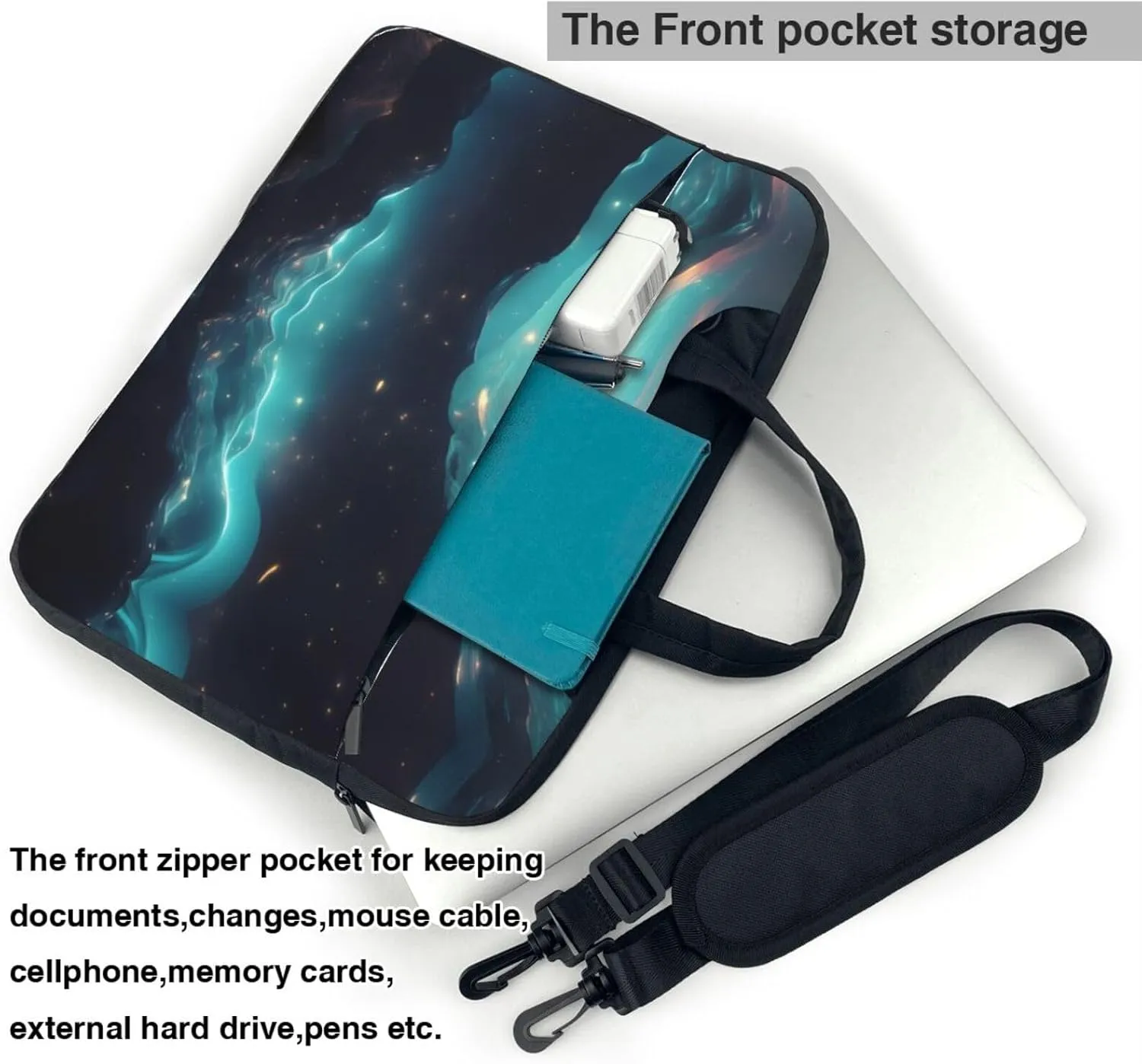 Science Fiction Stars Pattern Laptop Bag - with Soft Interior, Multiple Pockets - Ideal for Men, Travel and Business