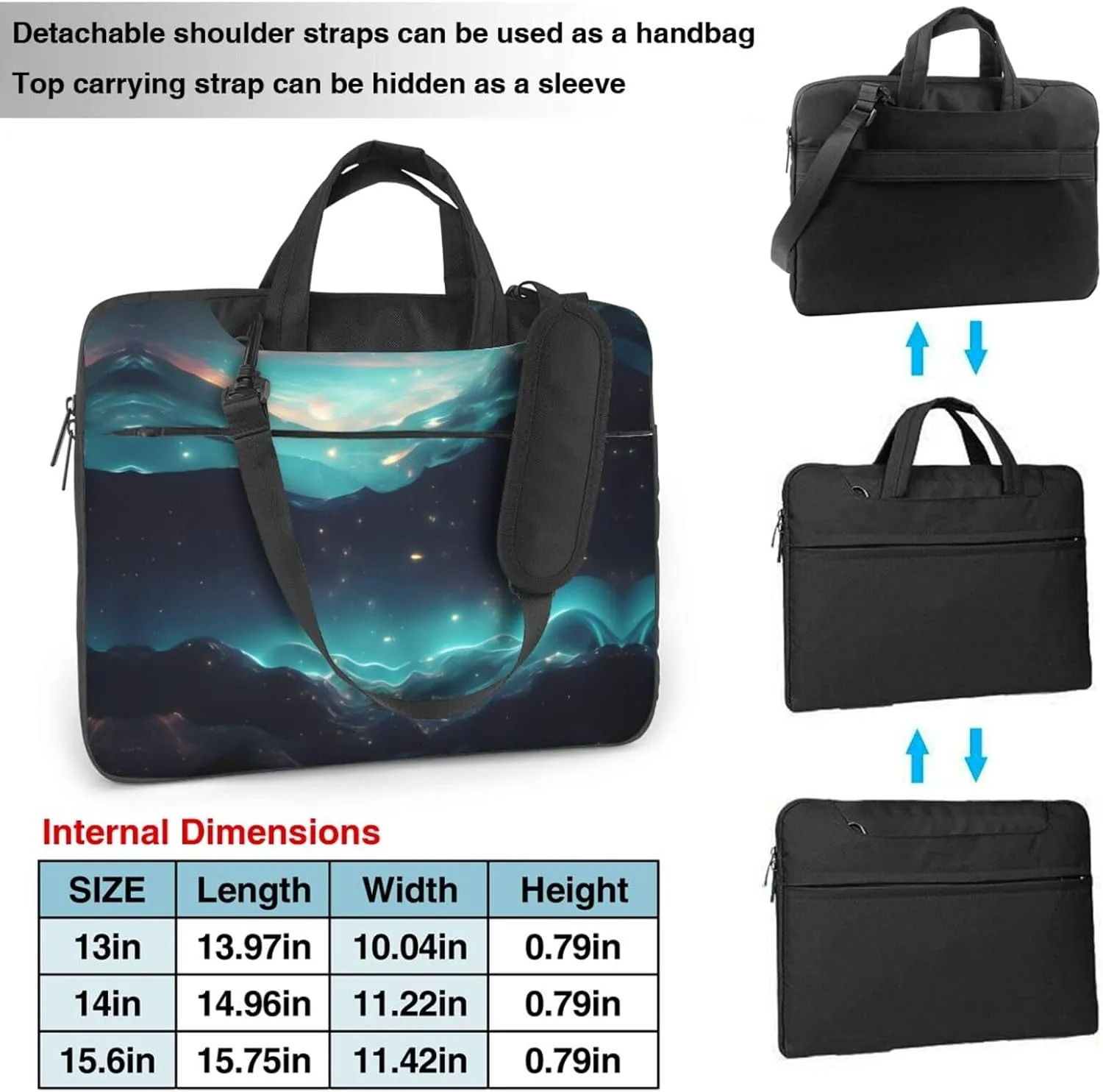 Science Fiction Stars Pattern Laptop Bag - with Soft Interior, Multiple Pockets - Ideal for Men, Travel and Business
