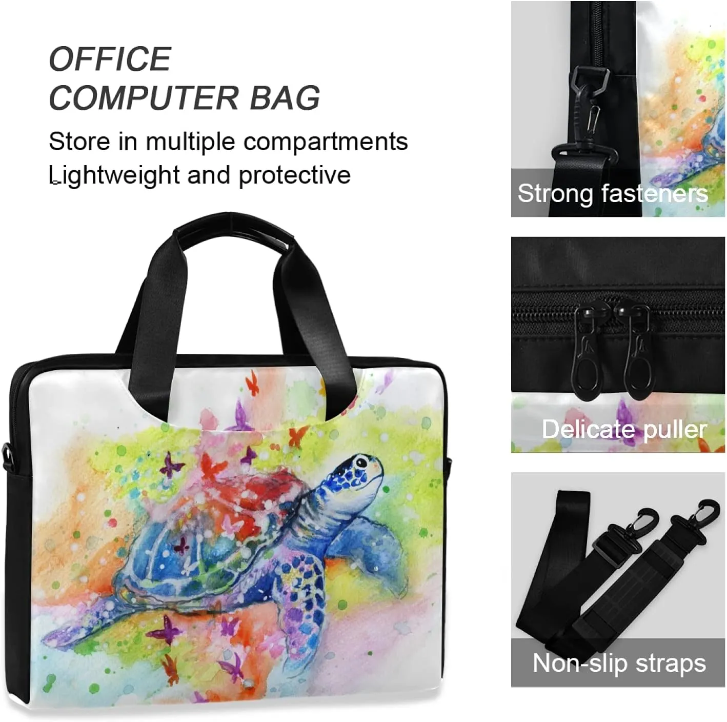 Sea Turtle Laptop Messenger Bag Case Sleeve Briefcase for Men Women