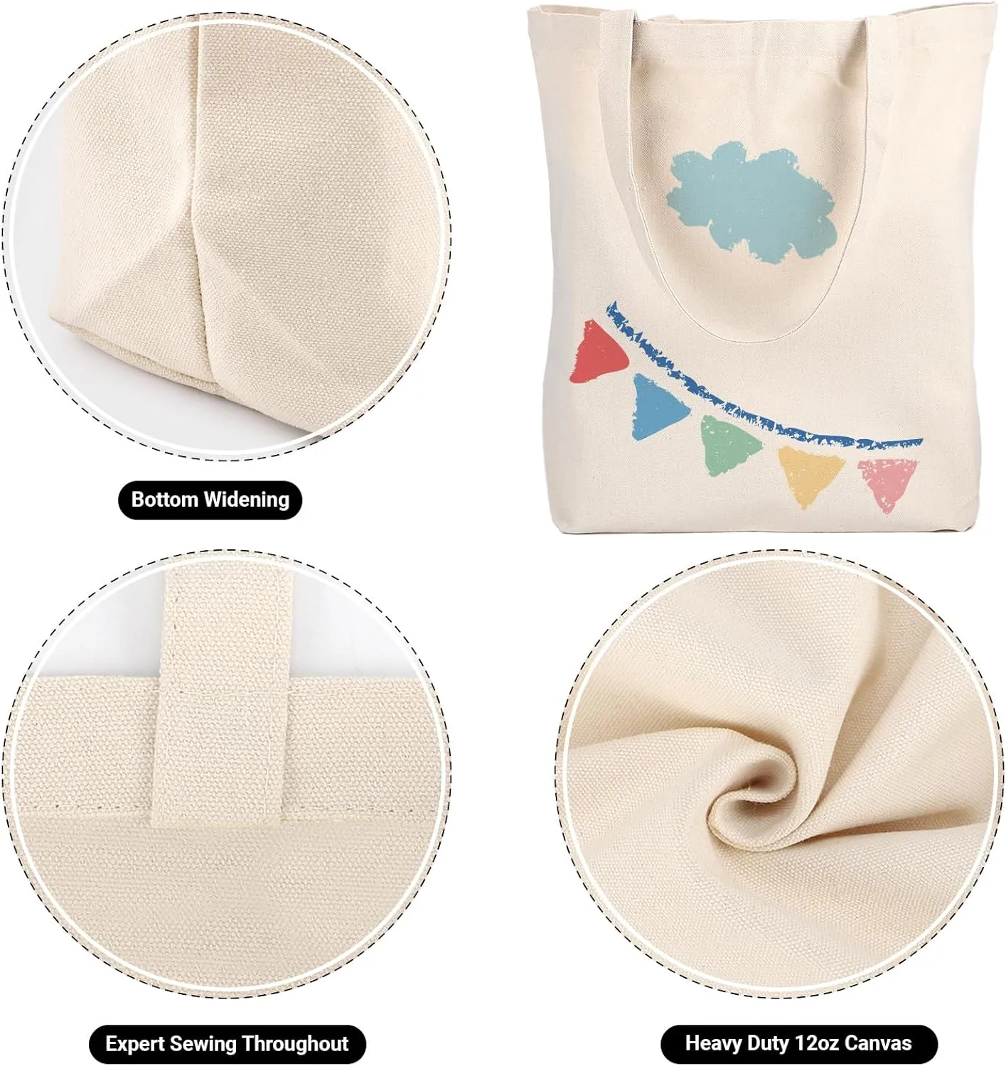 Segarty Canvas Tote Bag for Women, 12 Pack 20x15.7 Reusable Blank Canvas Shopping Bag, Natural Cotton Canvas Shoulder Bag Aesthetic, Canvas Tote Bulk for DIY, Gift, Beach, Travel, Grocery