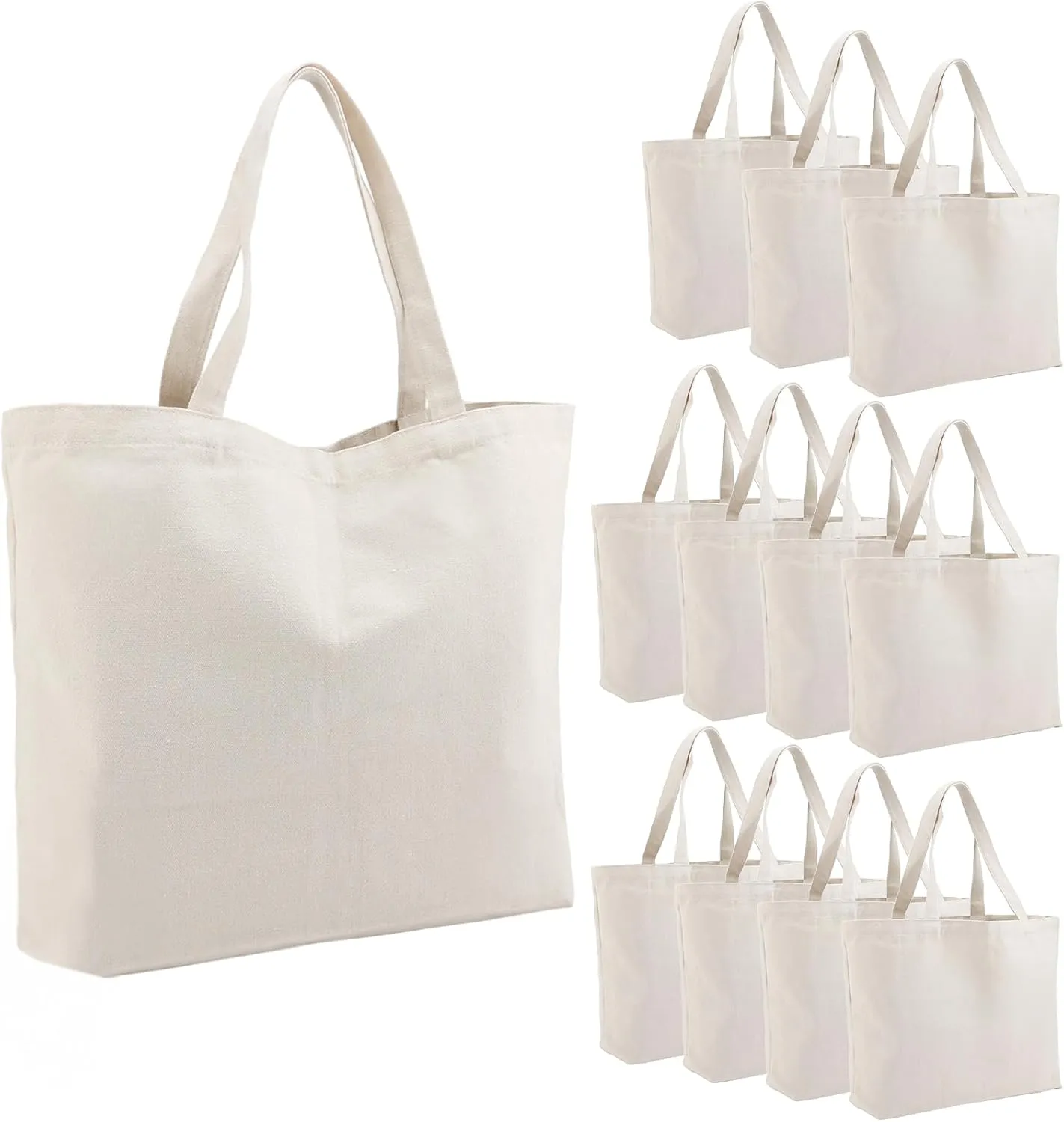 Segarty Canvas Tote Bag for Women, 12 Pack 20x15.7 Reusable Blank Canvas Shopping Bag, Natural Cotton Canvas Shoulder Bag Aesthetic, Canvas Tote Bulk for DIY, Gift, Beach, Travel, Grocery