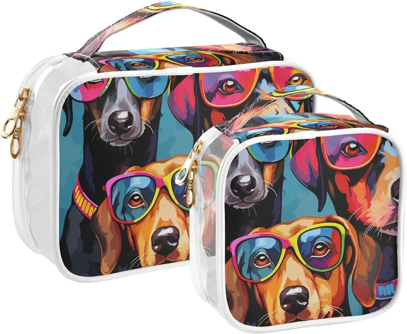 senya Toiletry Bags Abstract Colorful Art Dog, Clear Makeup Organizing Bag for Women Men, Waterproof Makeup Bag Travel Cosmetic Bags for Bathroom, Business, Vacation - 2 Pack