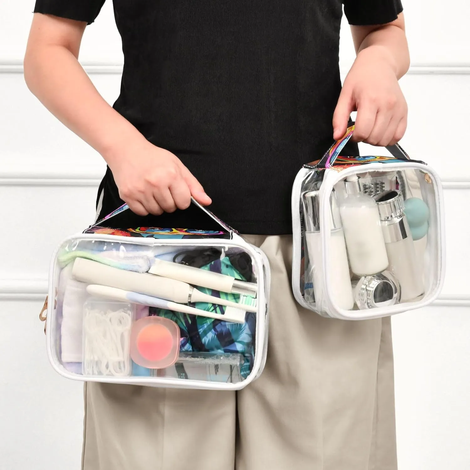 senya Toiletry Bags Abstract Colorful Art Dog, Clear Makeup Organizing Bag for Women Men, Waterproof Makeup Bag Travel Cosmetic Bags for Bathroom, Business, Vacation - 2 Pack
