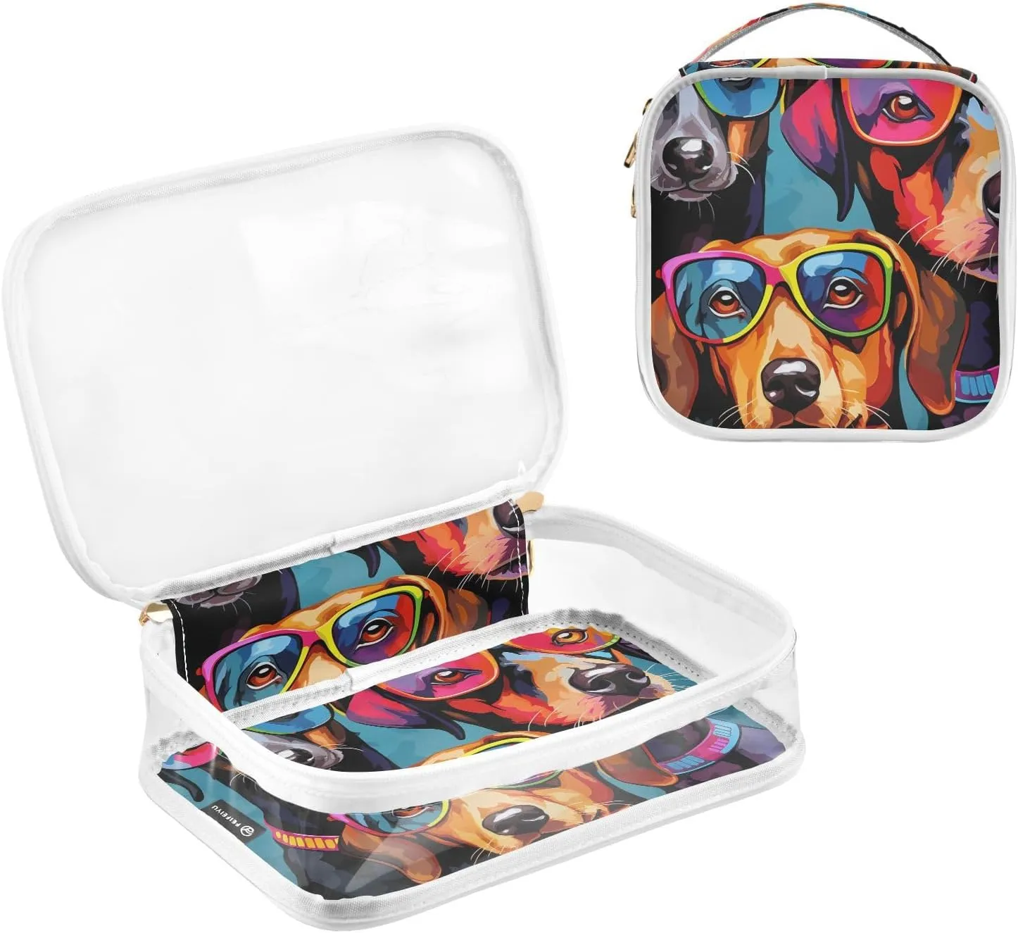 senya Toiletry Bags Abstract Colorful Art Dog, Clear Makeup Organizing Bag for Women Men, Waterproof Makeup Bag Travel Cosmetic Bags for Bathroom, Business, Vacation - 2 Pack
