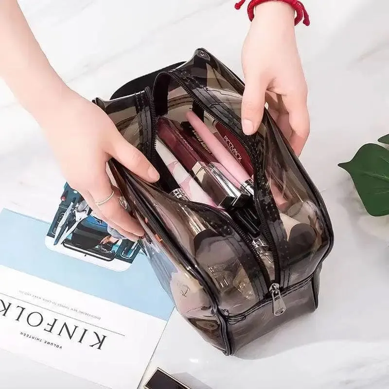 Set Of 3 Dream Travel Pouch, Transparent Oriented Makeup Bag, Carry Travel Zippered Pouch Bag, Waterproof, Portable Travel Cosmetics Pouch, Multifunctional PVC Zip Toiletry Carry Pouch