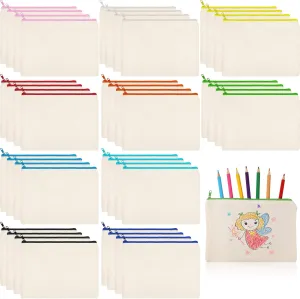 Shappy 40 Pieces Canvas Zipper Pouch Bags Pencil Pouch Canvas Makeup Bags Blank Pencil Case Cotton Cosmetic Case for Travel DIY Craft(7.09 x 4.33 Inches, S)