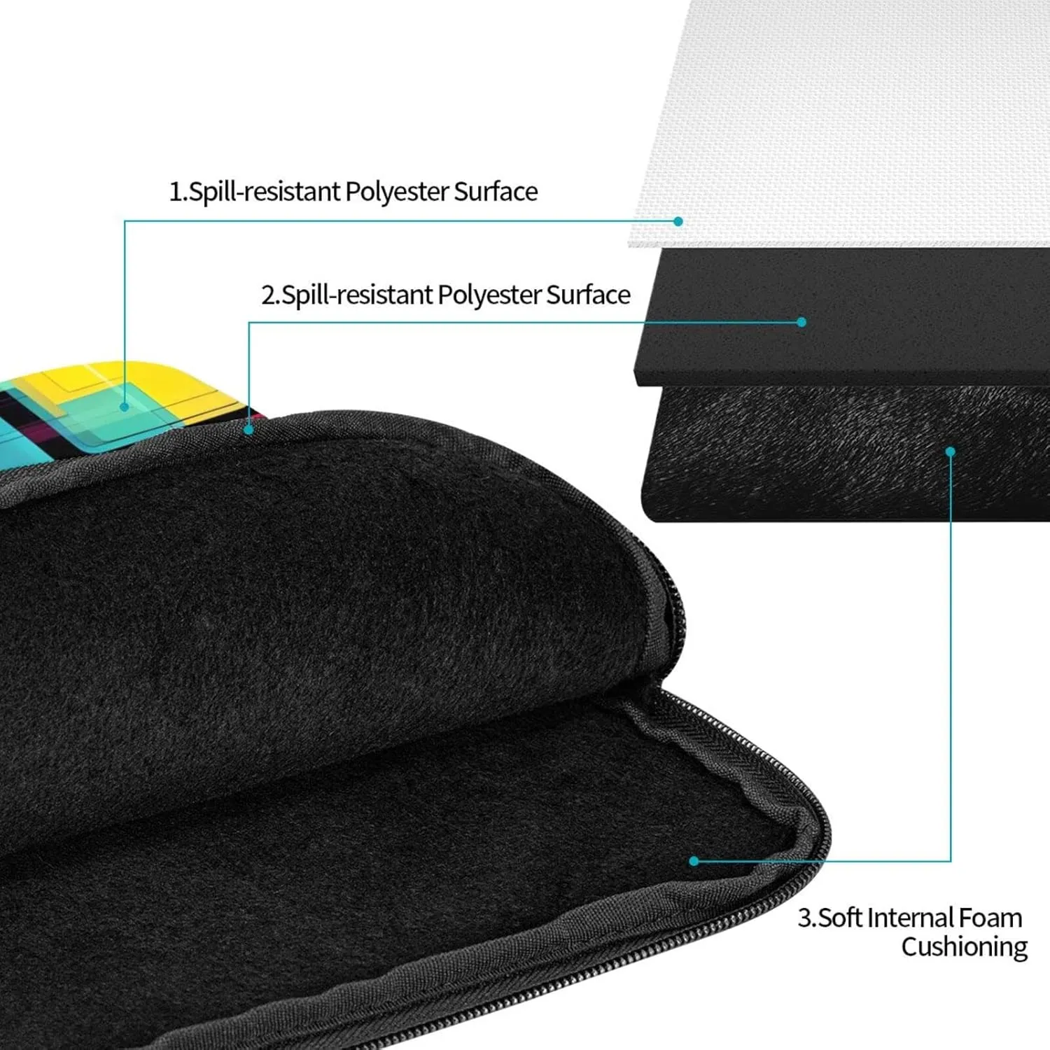 Shockproof Portable Laptop Sleeve Bag 13 inch - for Men and Women Business Travel, School, and Office Use Square Geometry Diagram Picture
