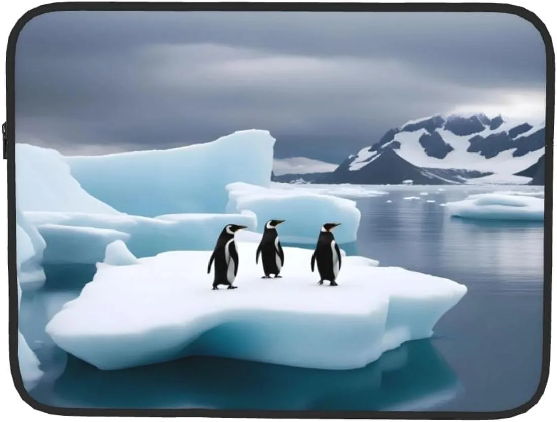 Shockproof Portable Laptop Sleeve Bag 15 inch - for Trip, Travel, Office, Daily Use - for Men and Women Penguins On The Iceberg Pattern