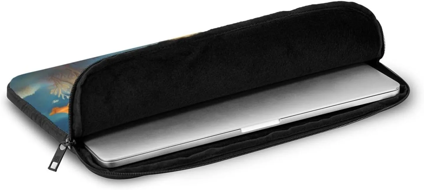 Shockproof Portable Laptop Sleeve Bag - for Trip, Travel, Office, Daily Use - for Men and Women Manta Ray and Fish Prints