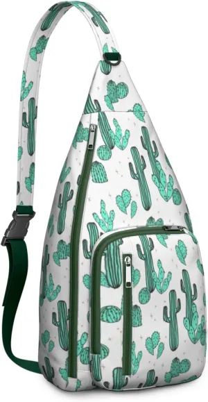 Shoulder Sling Crossbody Casual Chest Bag For Travel Sports Running,Backpack for Men & Women Lightweight Sports BagCrossbody Concealed Carry,Cactus Shoulder Bag Waterproof Chest Bag