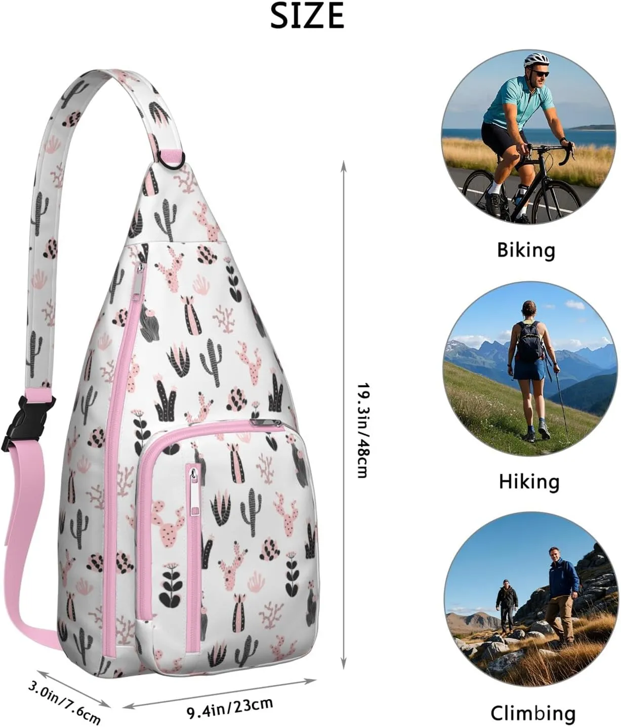 Shoulder Sling Crossbody Casual Chest Bag For Travel Sports Running,Backpack for Men & Women Lightweight Sports BagCrossbody Concealed Carry,Cactus Shoulder Bag Waterproof Chest Bag