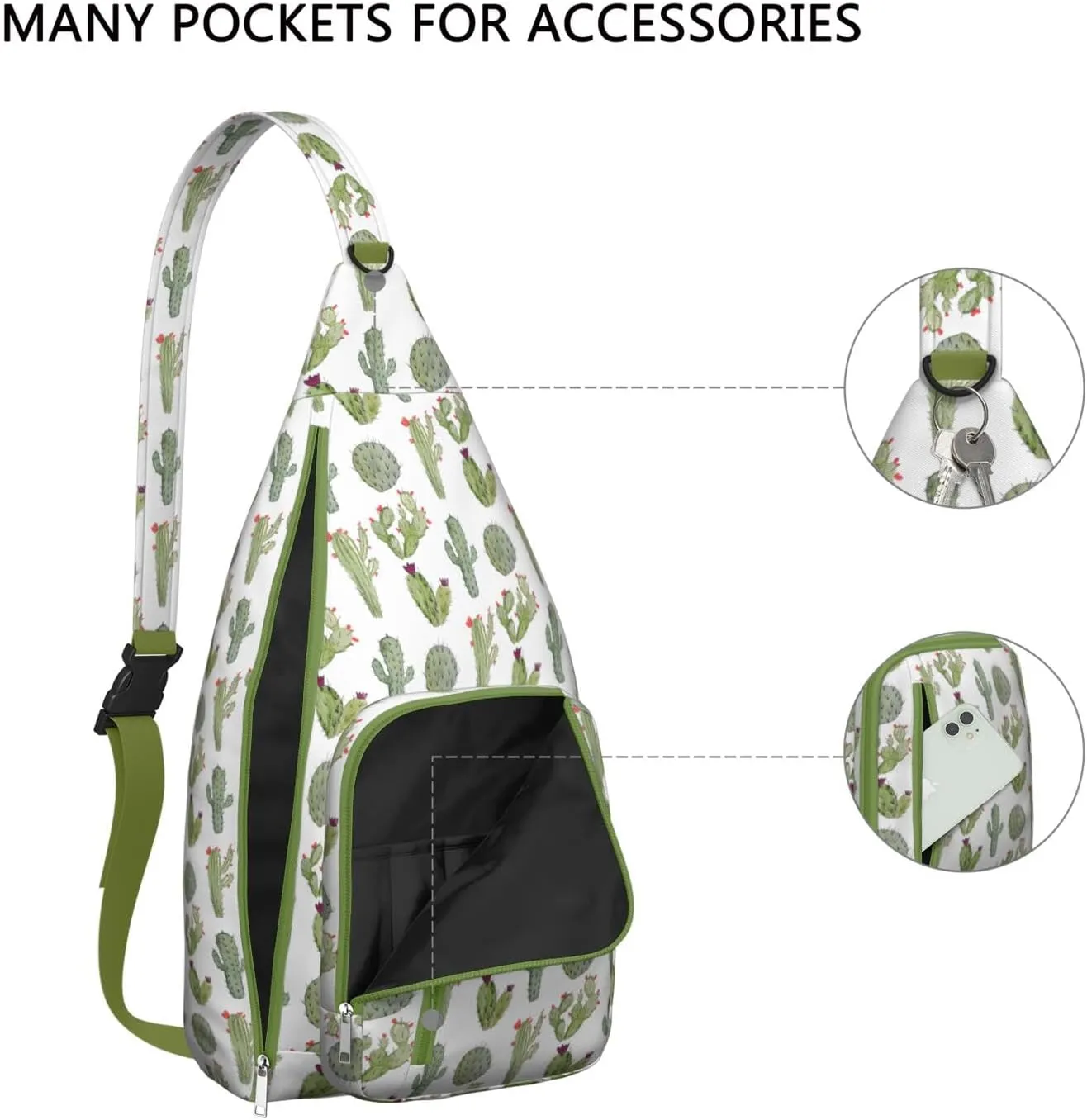 Shoulder Sling Crossbody Casual Chest Bag For Travel Sports Running,Backpack for Men & Women Lightweight Sports BagCrossbody Concealed Carry,Cactus Shoulder Bag Waterproof Chest Bag
