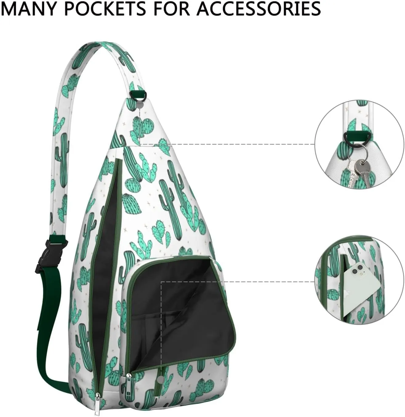Shoulder Sling Crossbody Casual Chest Bag For Travel Sports Running,Backpack for Men & Women Lightweight Sports BagCrossbody Concealed Carry,Cactus Shoulder Bag Waterproof Chest Bag
