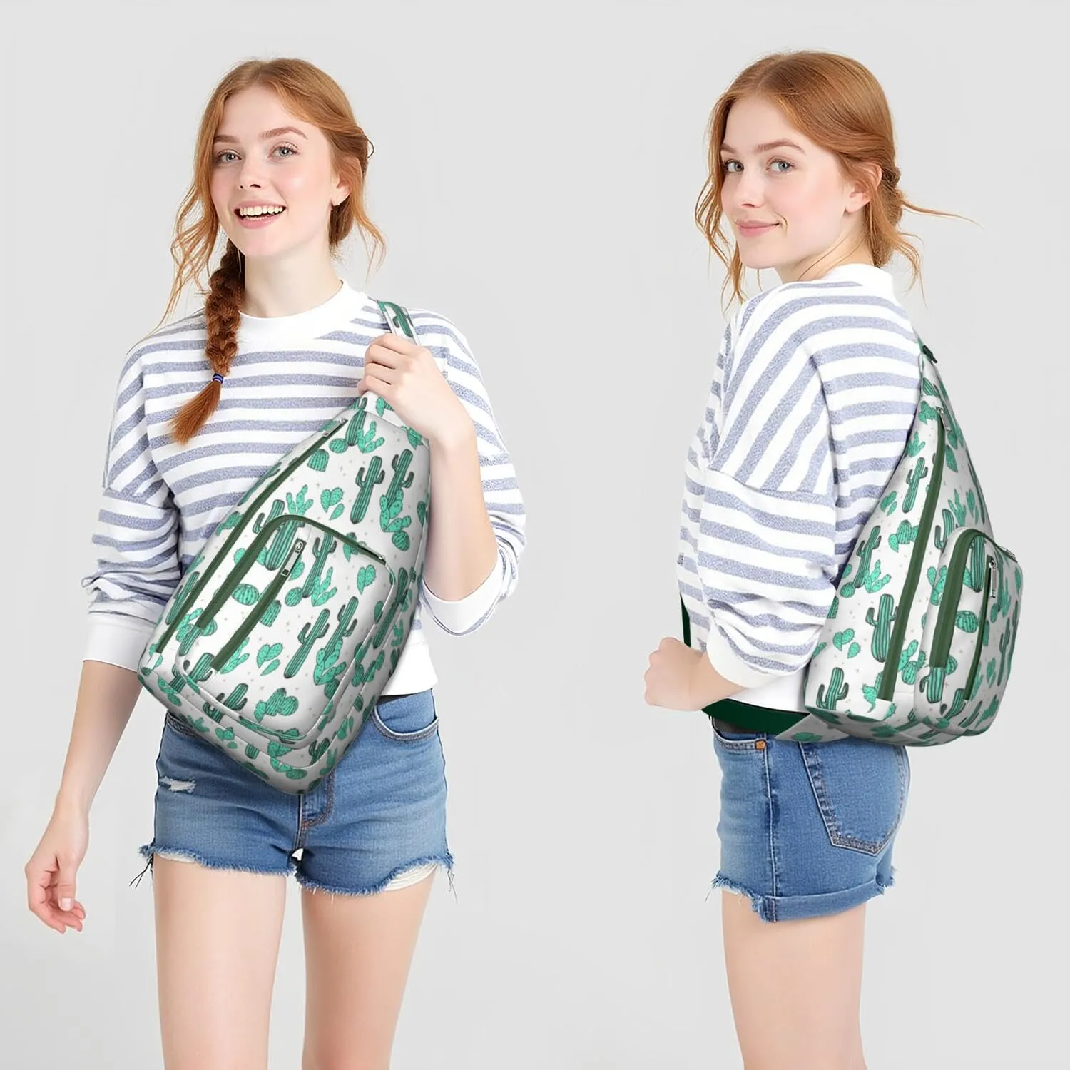 Shoulder Sling Crossbody Casual Chest Bag For Travel Sports Running,Backpack for Men & Women Lightweight Sports BagCrossbody Concealed Carry,Cactus Shoulder Bag Waterproof Chest Bag