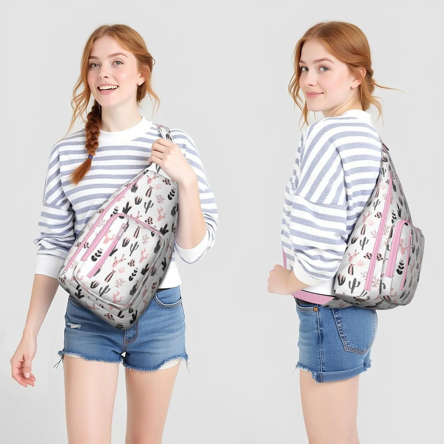 Shoulder Sling Crossbody Casual Chest Bag For Travel Sports Running,Backpack for Men & Women Lightweight Sports BagCrossbody Concealed Carry,Cactus Shoulder Bag Waterproof Chest Bag