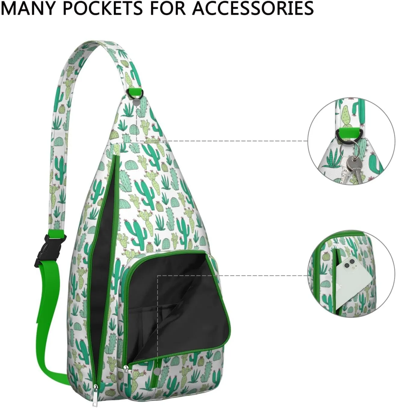 Shoulder Sling Crossbody Casual Chest Bag For Travel Sports Running,Backpack for Men & Women Lightweight Sports BagCrossbody Concealed Carry,Cactus Shoulder Bag Waterproof Chest Bag