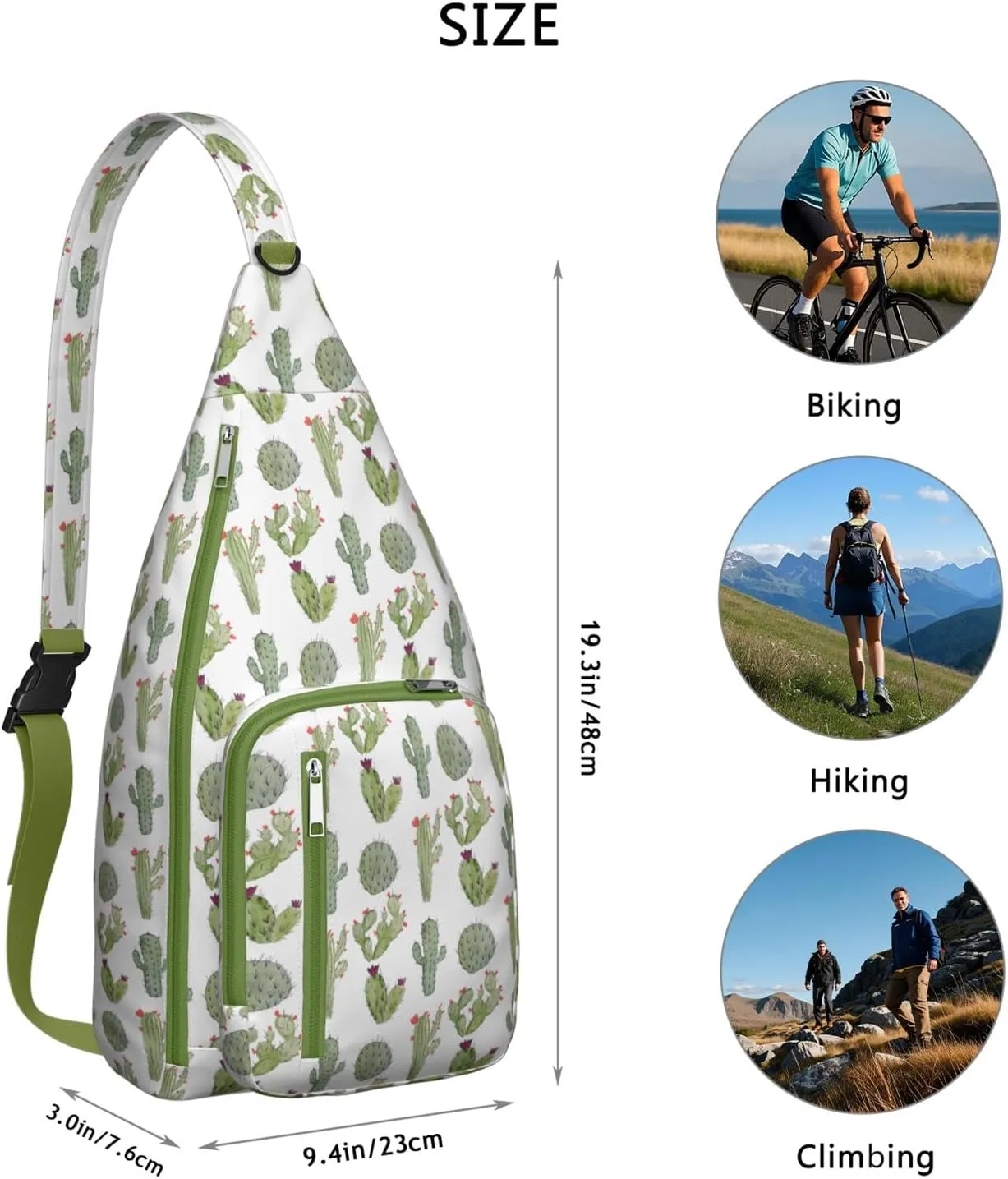 Shoulder Sling Crossbody Casual Chest Bag For Travel Sports Running,Backpack for Men & Women Lightweight Sports BagCrossbody Concealed Carry,Cactus Shoulder Bag Waterproof Chest Bag