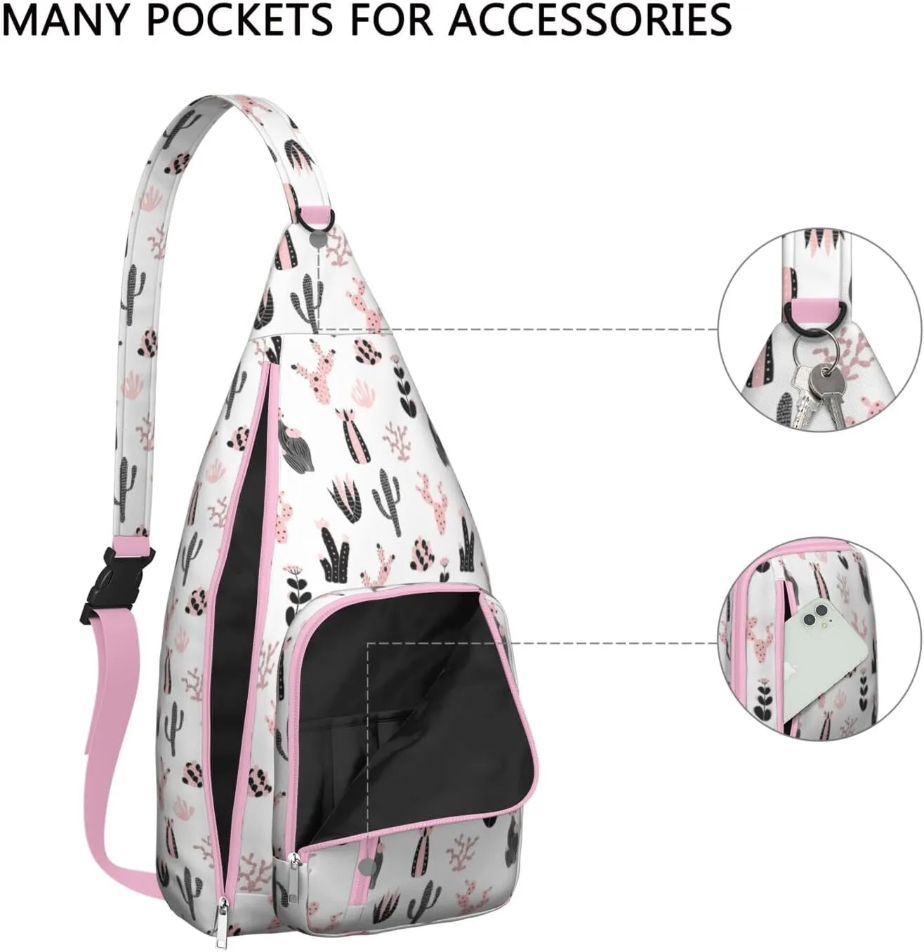 Shoulder Sling Crossbody Casual Chest Bag For Travel Sports Running,Backpack for Men & Women Lightweight Sports BagCrossbody Concealed Carry,Cactus Shoulder Bag Waterproof Chest Bag