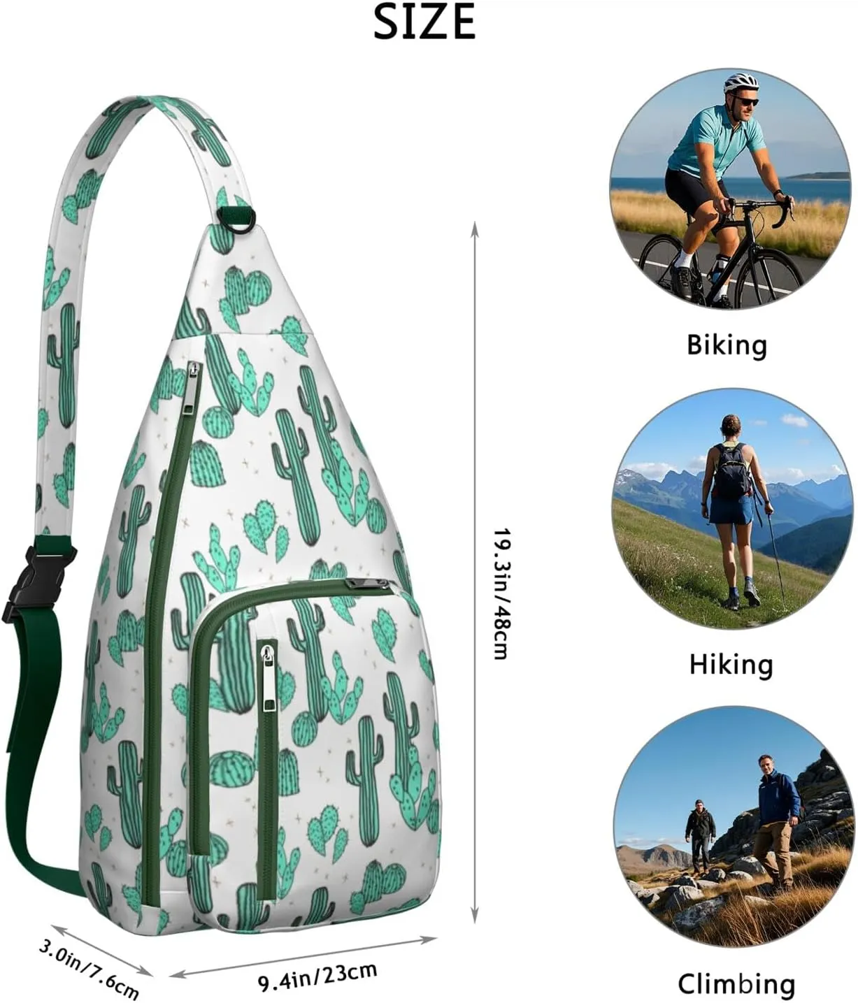 Shoulder Sling Crossbody Casual Chest Bag For Travel Sports Running,Backpack for Men & Women Lightweight Sports BagCrossbody Concealed Carry,Cactus Shoulder Bag Waterproof Chest Bag