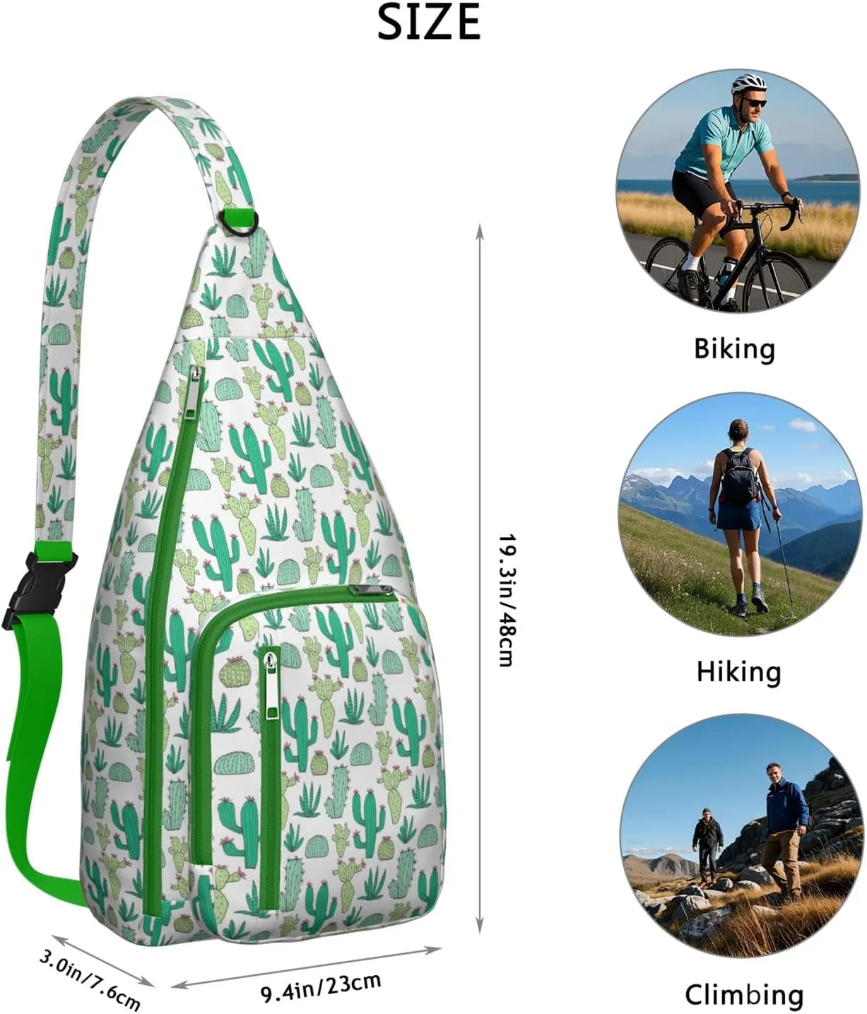 Shoulder Sling Crossbody Casual Chest Bag For Travel Sports Running,Backpack for Men & Women Lightweight Sports BagCrossbody Concealed Carry,Cactus Shoulder Bag Waterproof Chest Bag