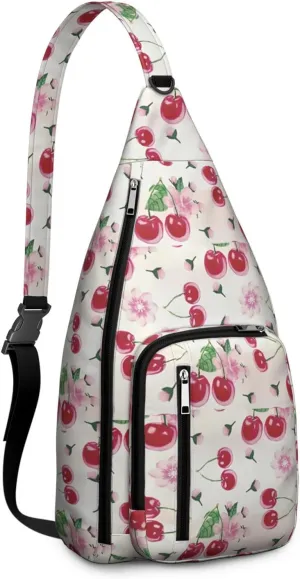 Shoulder Sling Crossbody Casual Chest Bag For Travel Sports Running,Backpack for Men & Women Lightweight Sports BagCrossbody Concealed Carry,Cherry Shoulder Bag Waterproof Chest Bag