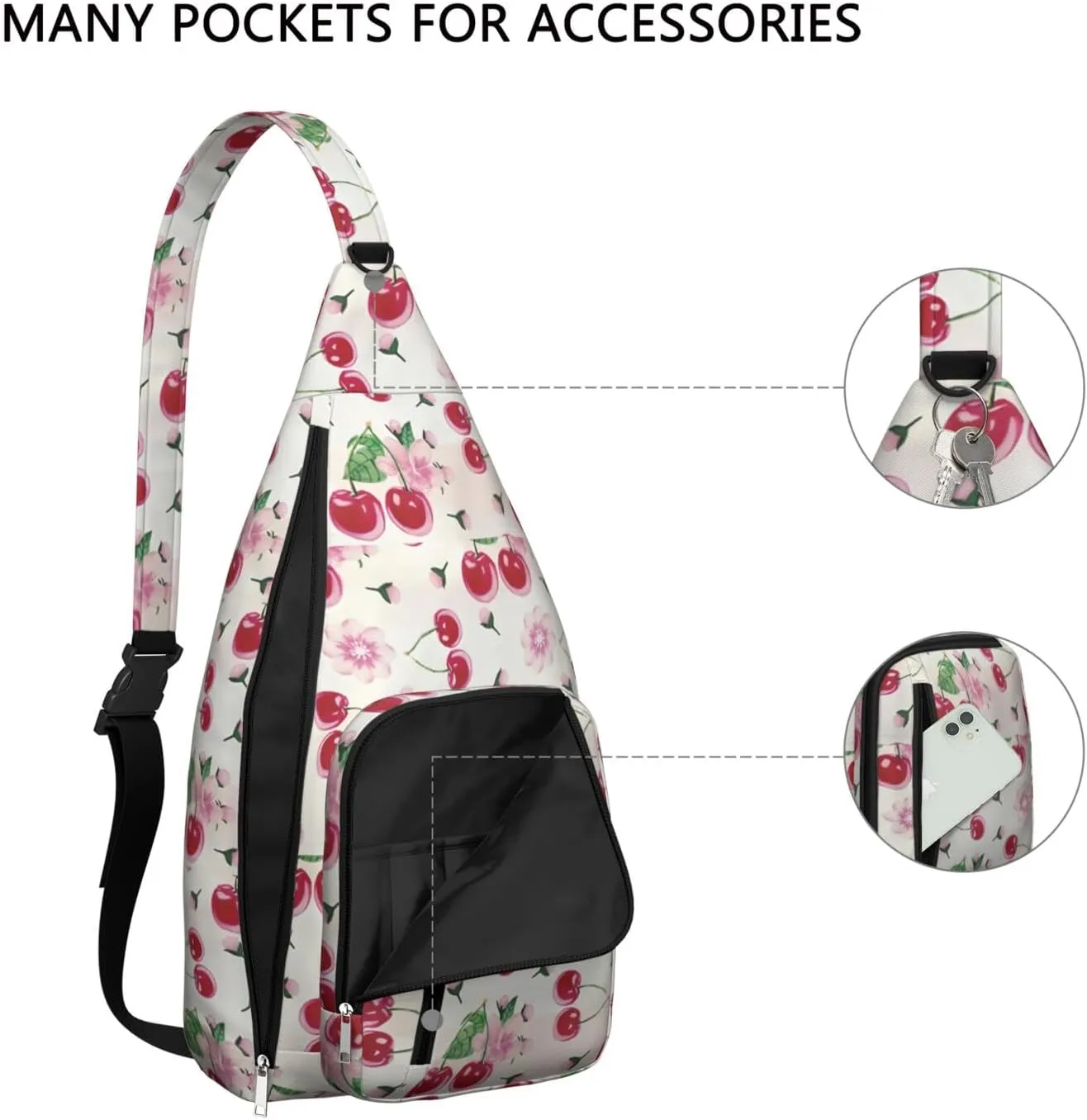Shoulder Sling Crossbody Casual Chest Bag For Travel Sports Running,Backpack for Men & Women Lightweight Sports BagCrossbody Concealed Carry,Cherry Shoulder Bag Waterproof Chest Bag