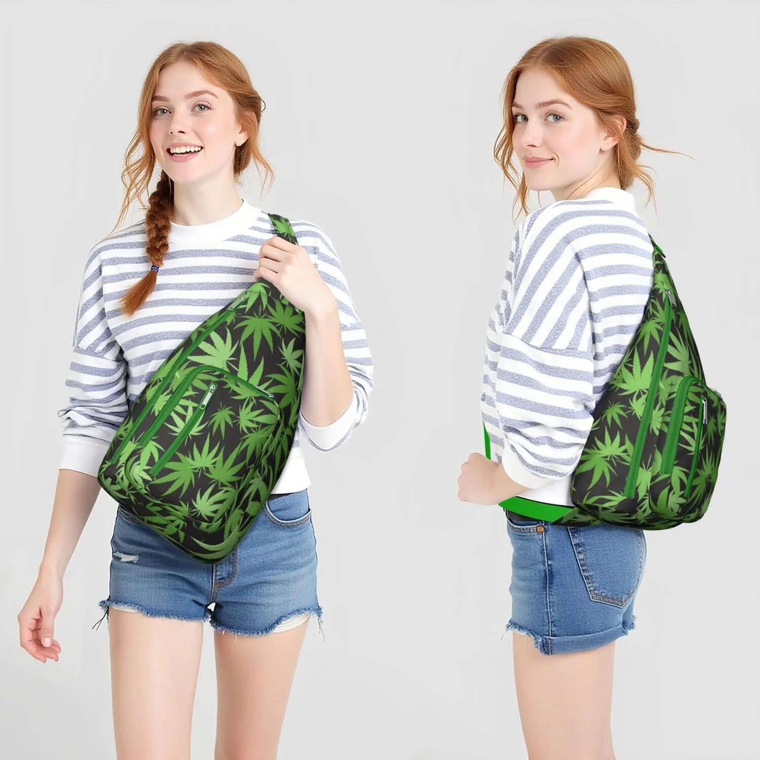 Shoulder Sling Crossbody Casual Chest Bag For Travel Sports Running,Backpack for Men & Women Lightweight Sports BagCrossbody Concealed Carry,Marijuana Leaf Shoulder Bag Waterproof Chest Bag