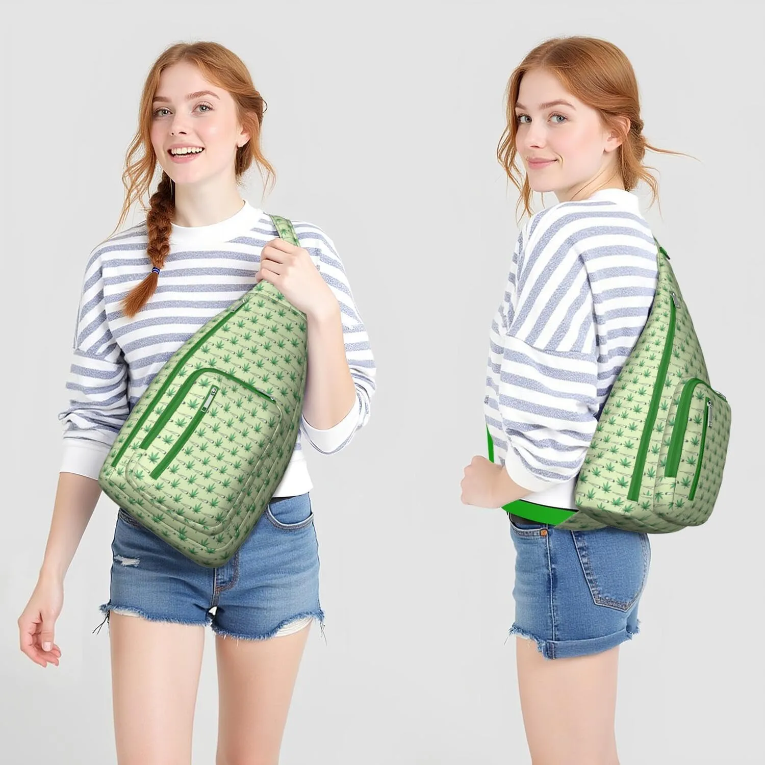Shoulder Sling Crossbody Casual Chest Bag For Travel Sports Running,Backpack for Men & Women Lightweight Sports BagCrossbody Concealed Carry,Marijuana Leaf Shoulder Bag Waterproof Chest Bag