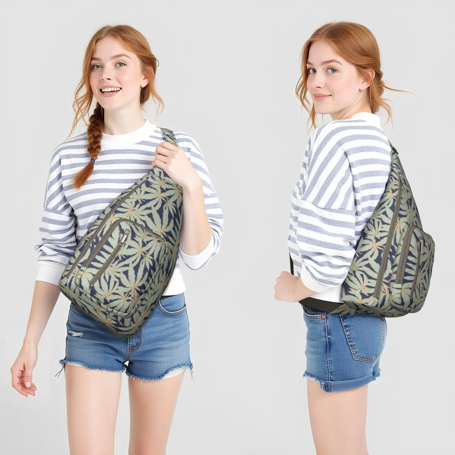 Shoulder Sling Crossbody Casual Chest Bag For Travel Sports Running,Backpack for Men & Women Lightweight Sports BagCrossbody Concealed Carry,Marijuana Leaf Shoulder Bag Waterproof Chest Bag