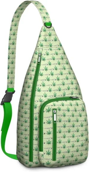 Shoulder Sling Crossbody Casual Chest Bag For Travel Sports Running,Backpack for Men & Women Lightweight Sports BagCrossbody Concealed Carry,Marijuana Leaf Shoulder Bag Waterproof Chest Bag