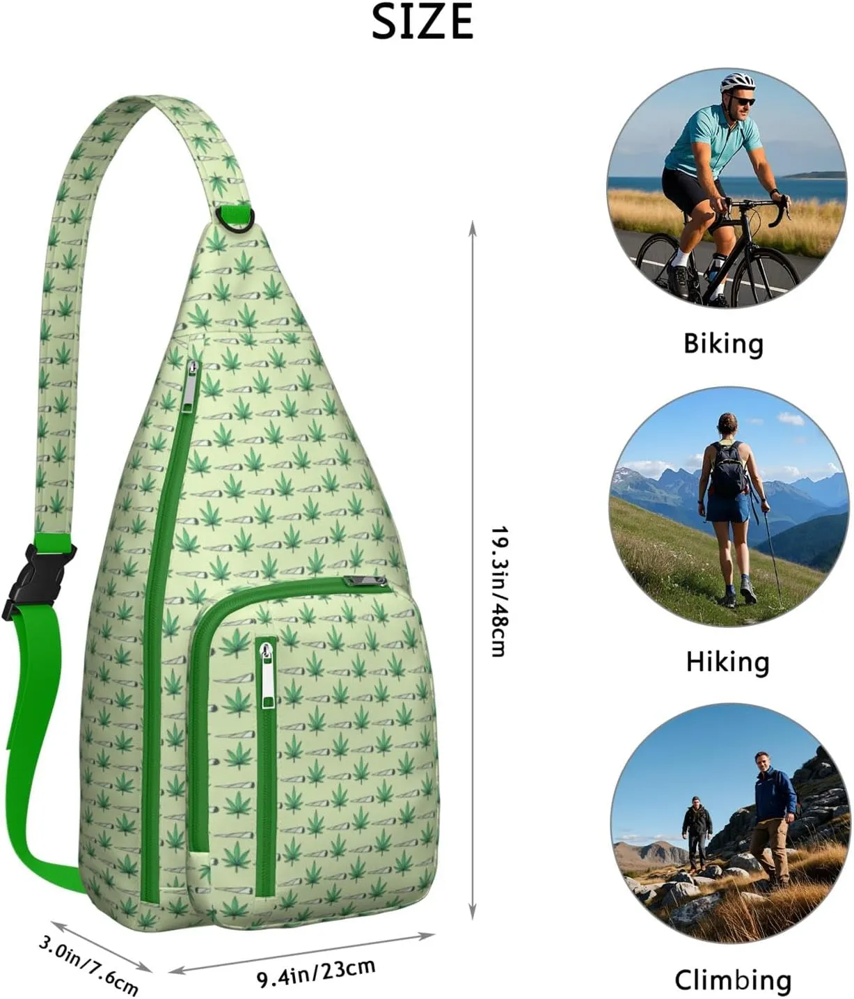 Shoulder Sling Crossbody Casual Chest Bag For Travel Sports Running,Backpack for Men & Women Lightweight Sports BagCrossbody Concealed Carry,Marijuana Leaf Shoulder Bag Waterproof Chest Bag