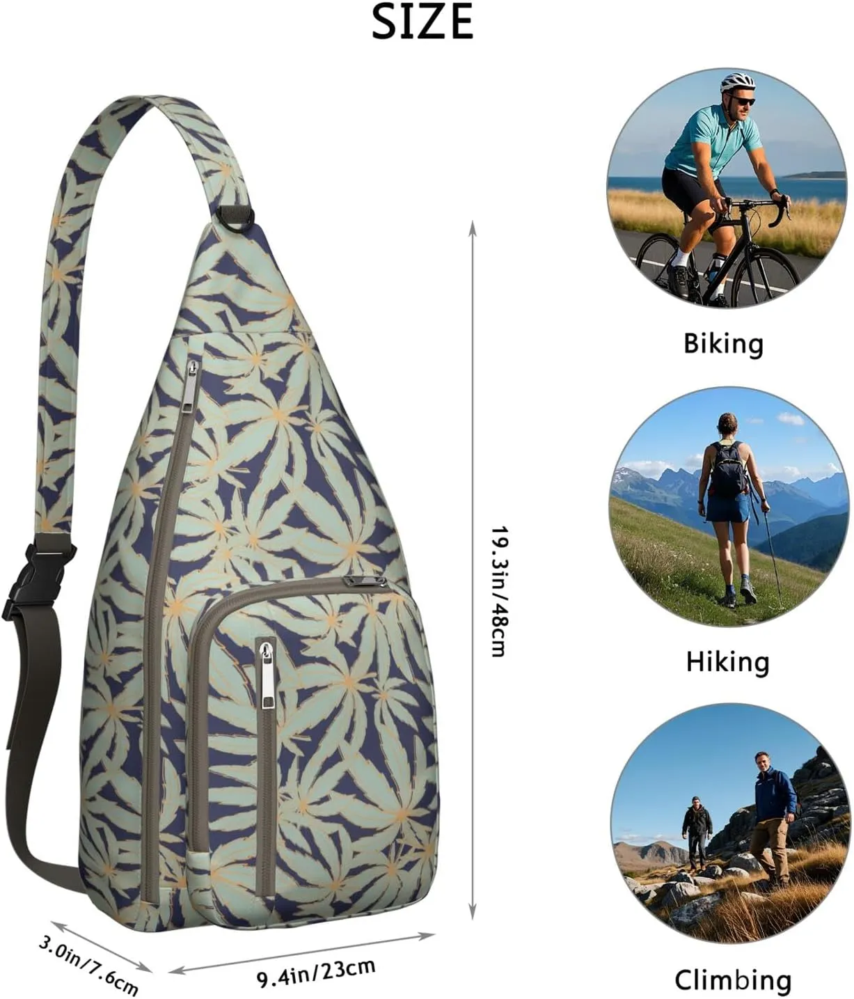 Shoulder Sling Crossbody Casual Chest Bag For Travel Sports Running,Backpack for Men & Women Lightweight Sports BagCrossbody Concealed Carry,Marijuana Leaf Shoulder Bag Waterproof Chest Bag