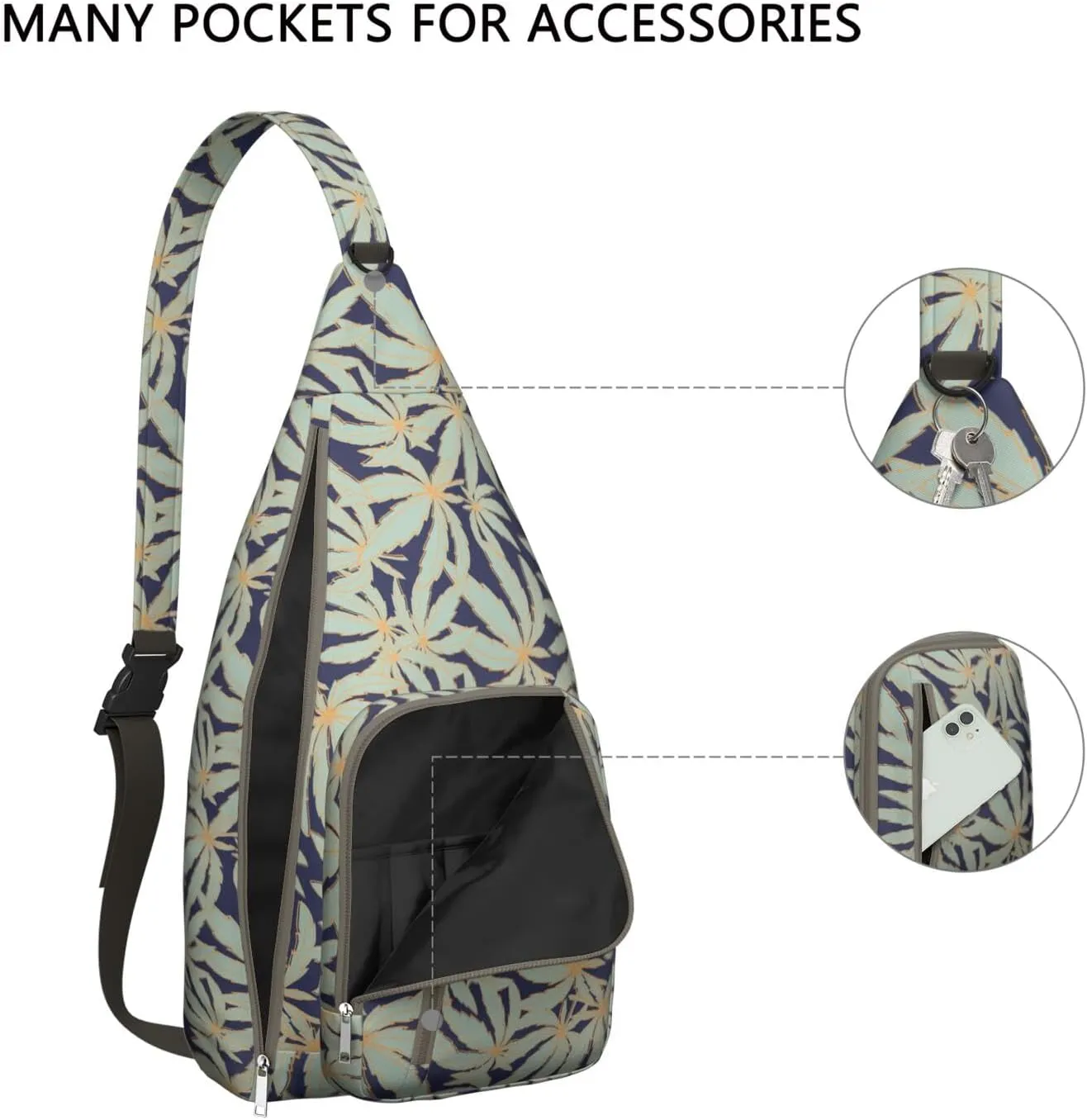 Shoulder Sling Crossbody Casual Chest Bag For Travel Sports Running,Backpack for Men & Women Lightweight Sports BagCrossbody Concealed Carry,Marijuana Leaf Shoulder Bag Waterproof Chest Bag
