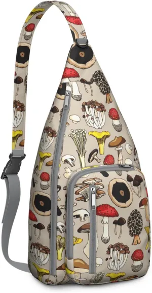 Shoulder Sling Crossbody Casual Chest Bag For Travel Sports Running,Backpack for Men & Women Lightweight Sports BagCrossbody Concealed Carry,Mushroom Shoulder Bag Waterproof Chest Bag