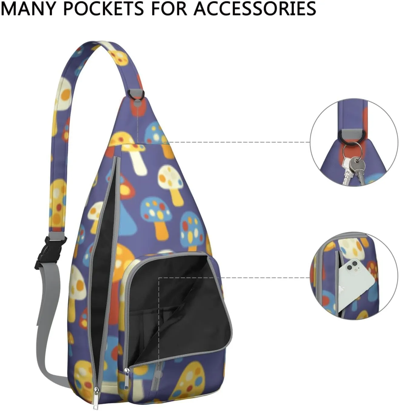 Shoulder Sling Crossbody Casual Chest Bag For Travel Sports Running,Backpack for Men & Women Lightweight Sports BagCrossbody Concealed Carry,Mushroom Shoulder Bag Waterproof Chest Bag