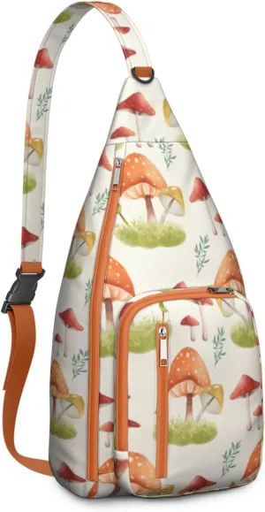 Shoulder Sling Crossbody Casual Chest Bag For Travel Sports Running,Backpack for Men & Women Lightweight Sports BagCrossbody Concealed Carry,Mushroom Shoulder Bag Waterproof Chest Bag